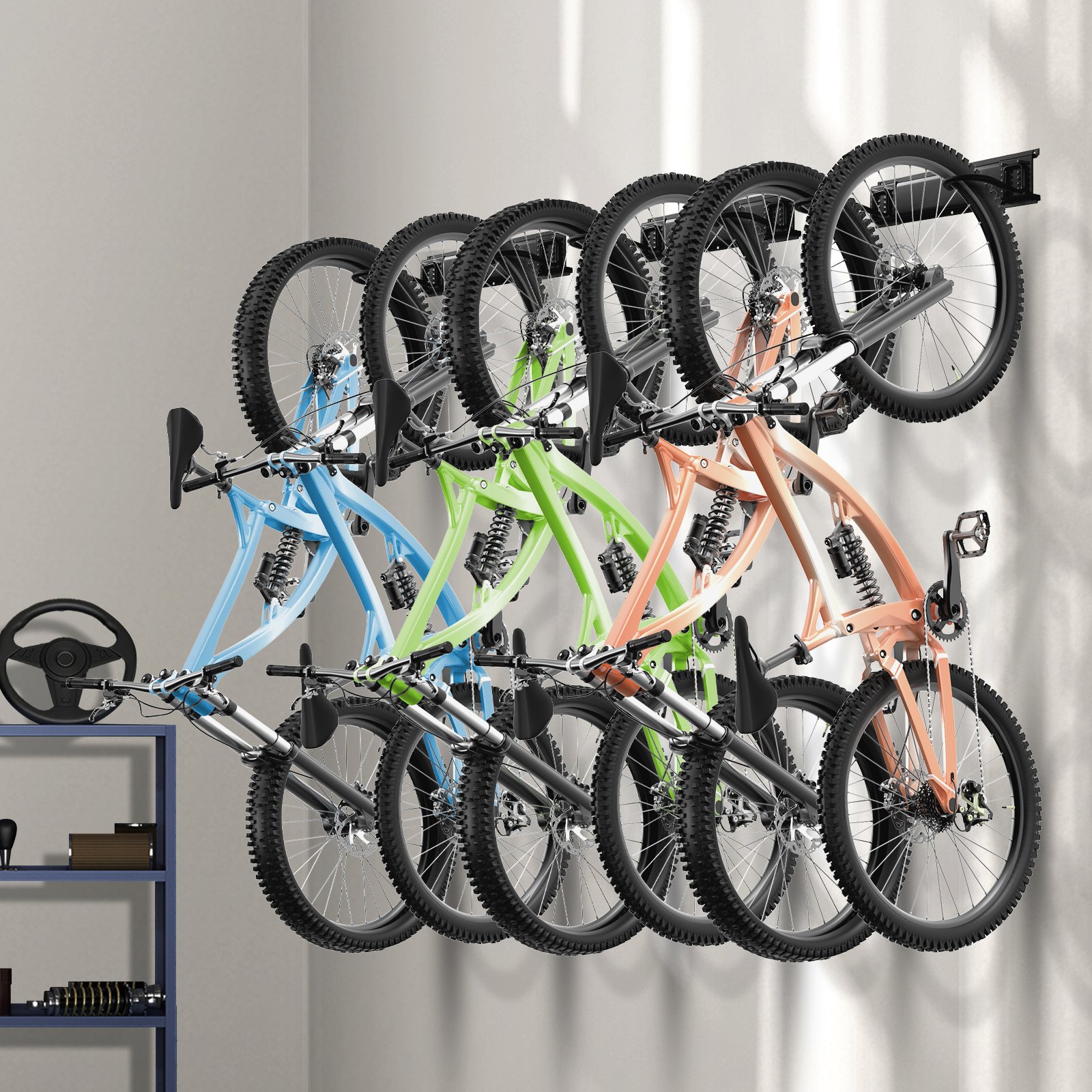Stojak na rowery ścienny Uchwyt 6 rowerów + 5 kasków 215,90 cm - obrazek 7