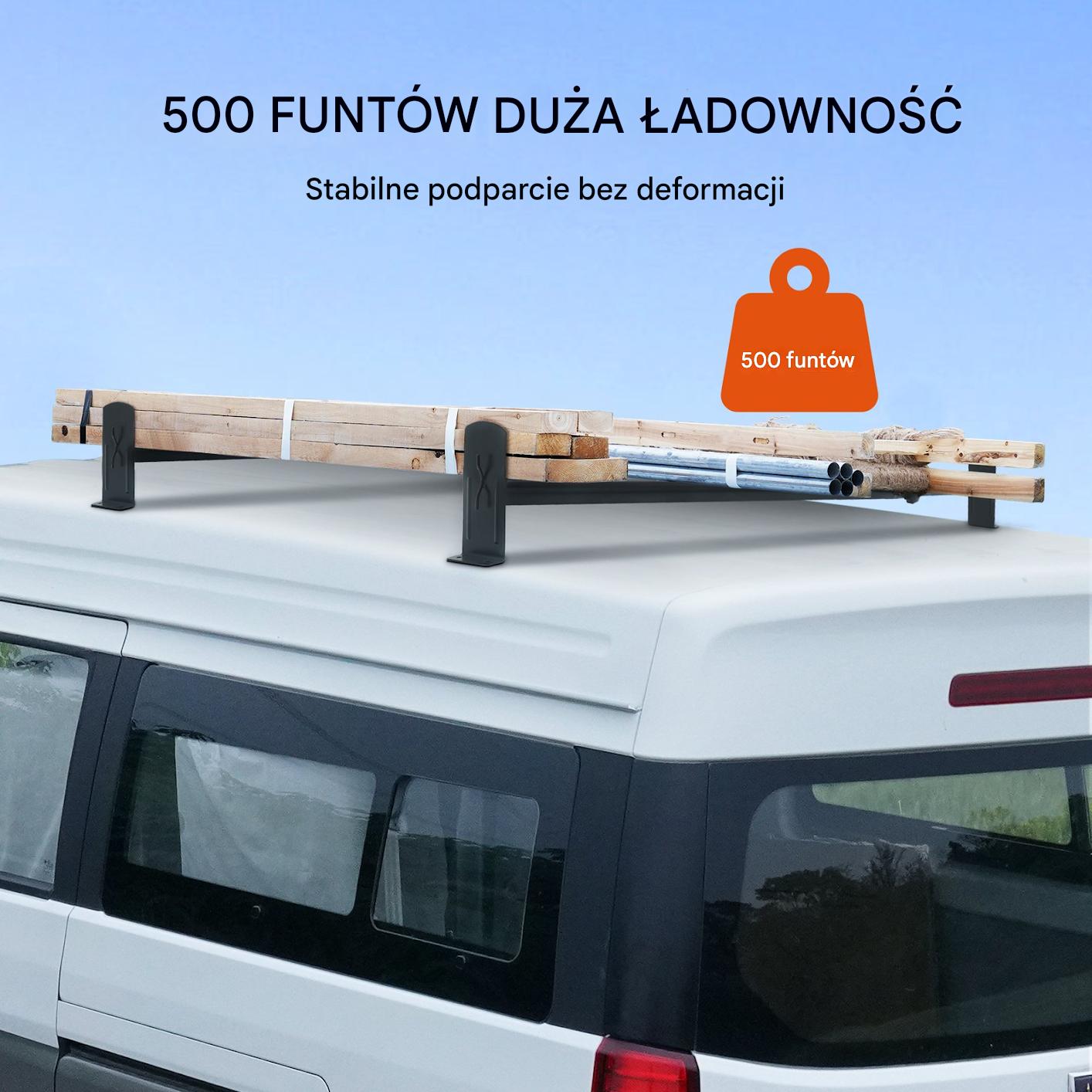 Bagażnik Dachowy do Vana Stalowy – 2 Szt. Udźwig 227 kg - obrazek 4