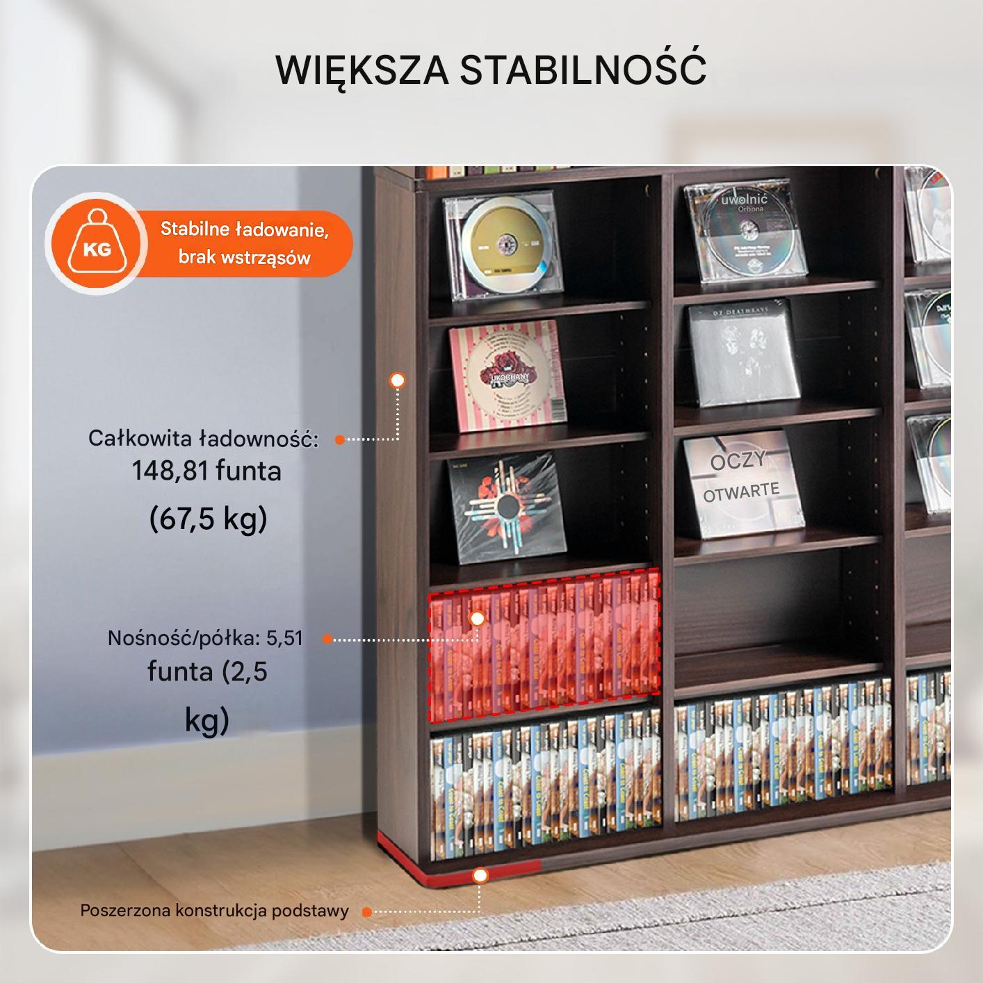 Szafka na Płyty CD/DVD z Regulowanymi Półkami 756 Płyt - obrazek 6