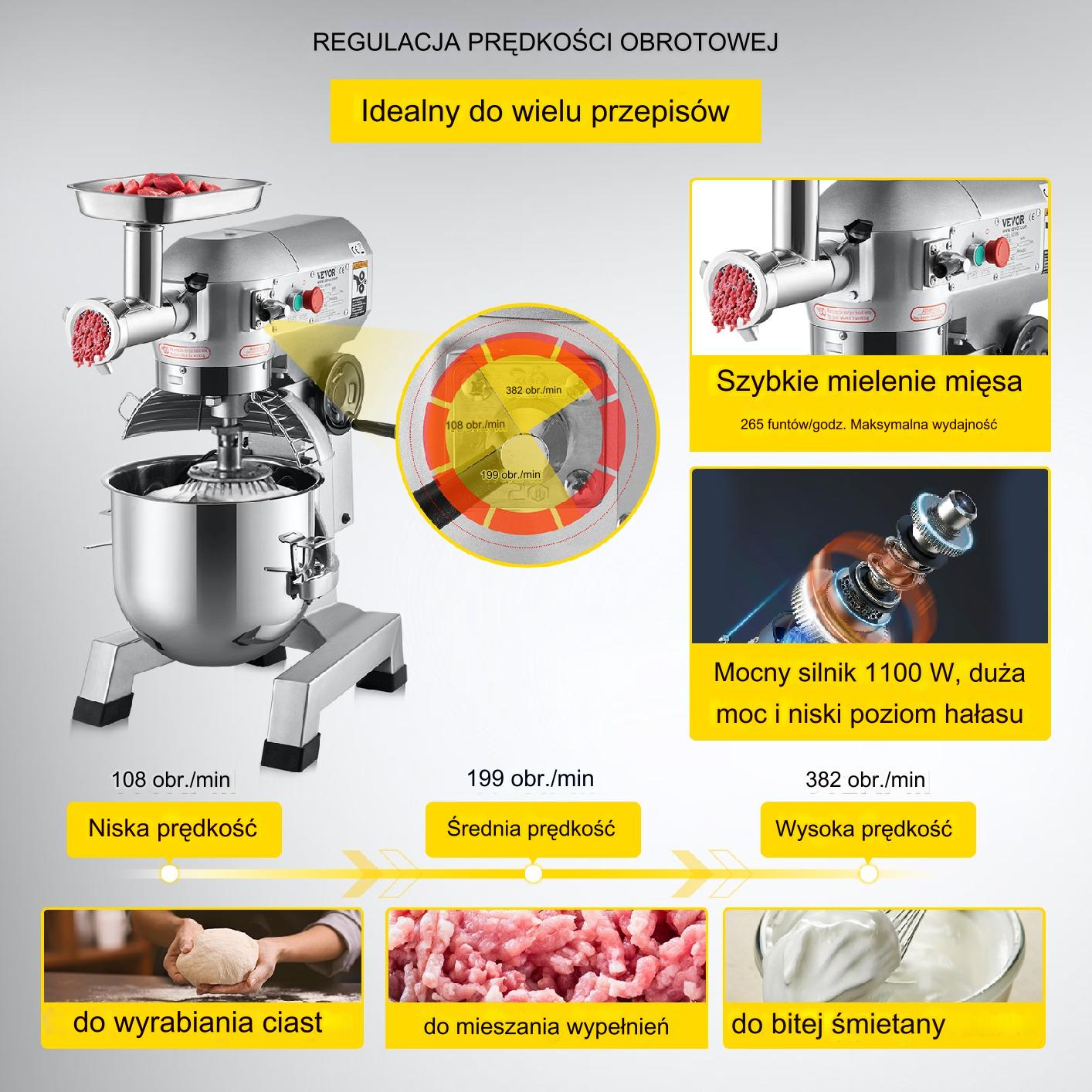 Robot kuchenny przemysłowy gastronomiczny 20 L 1100W - obrazek 4