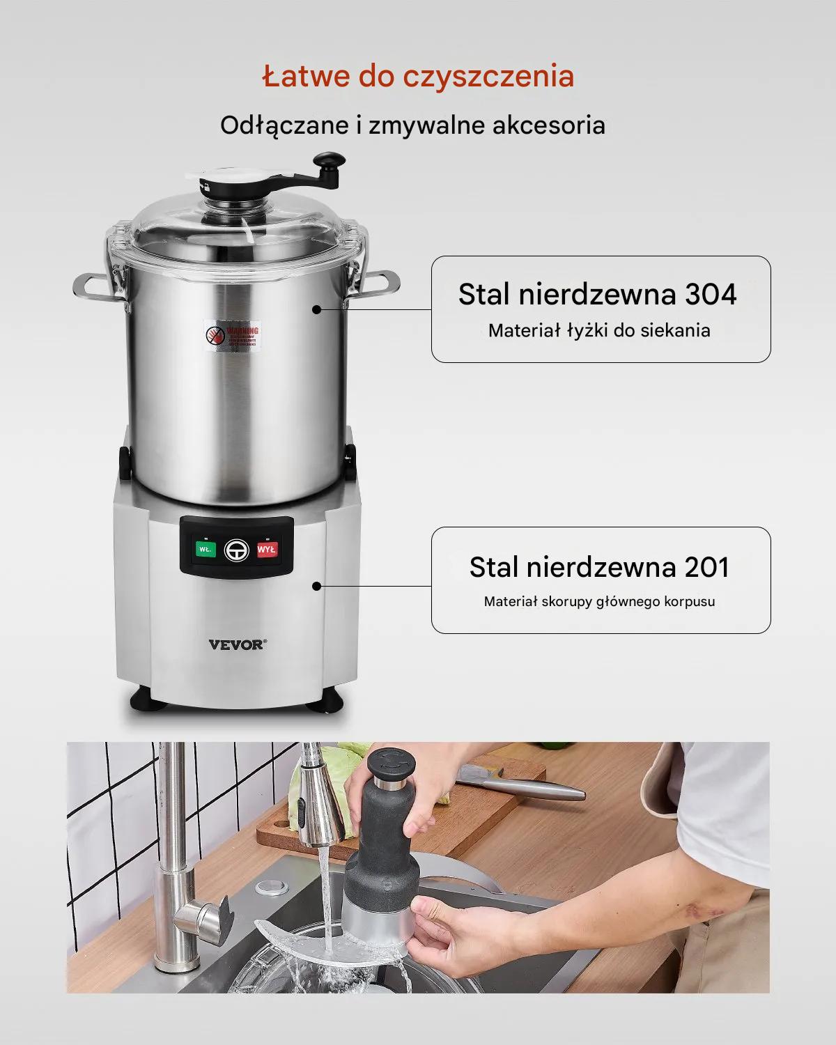 Robot kuchenny 18L ze stali nierdzewnej, siekacz z ostrzem S, warzywa owoce - obrazek 5