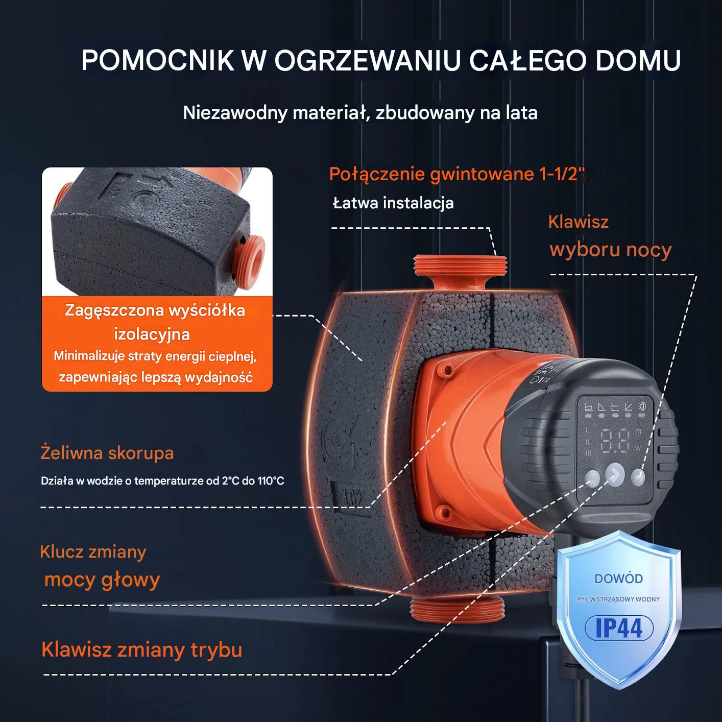 Pompa cyrkulacyjna CWU 220V 60 l/min energooszczędna do bojlera - obrazek 6