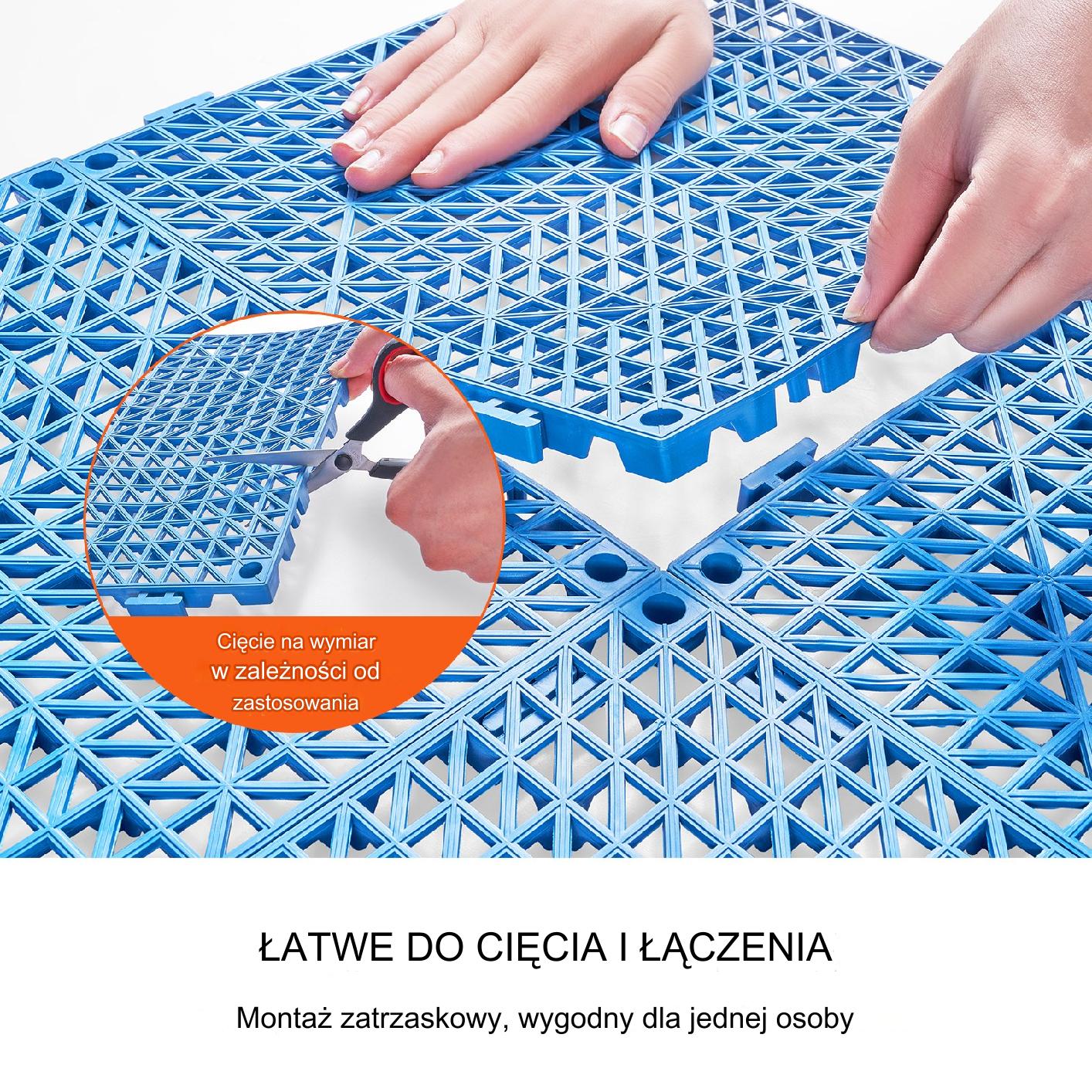Mata drenażowa niebieskie 30x30cm 55szt PVC łączona antypoślizgowa łazienka - obrazek 4