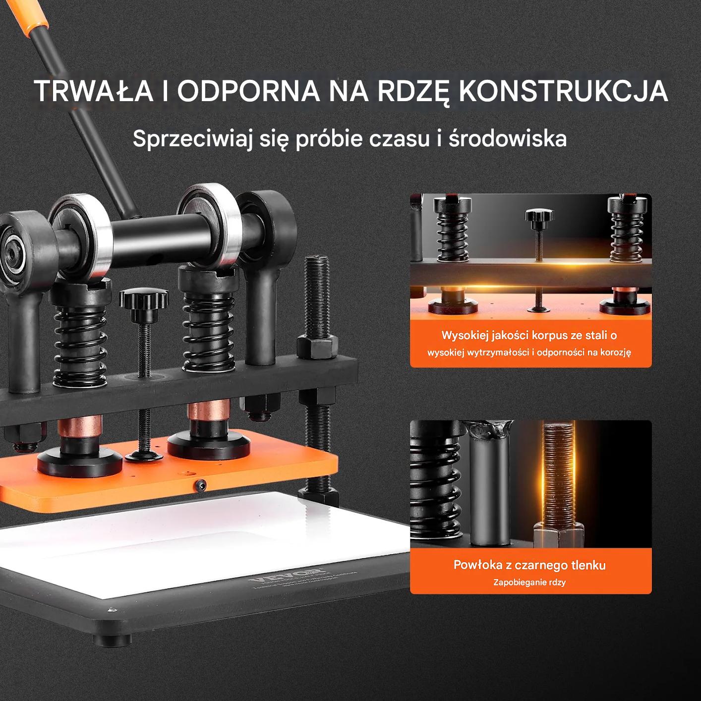 Maszyna do cięcia skóry ręczna wytłaczarka 28x14 cm skok 1,2 cm DIY - obrazek 6