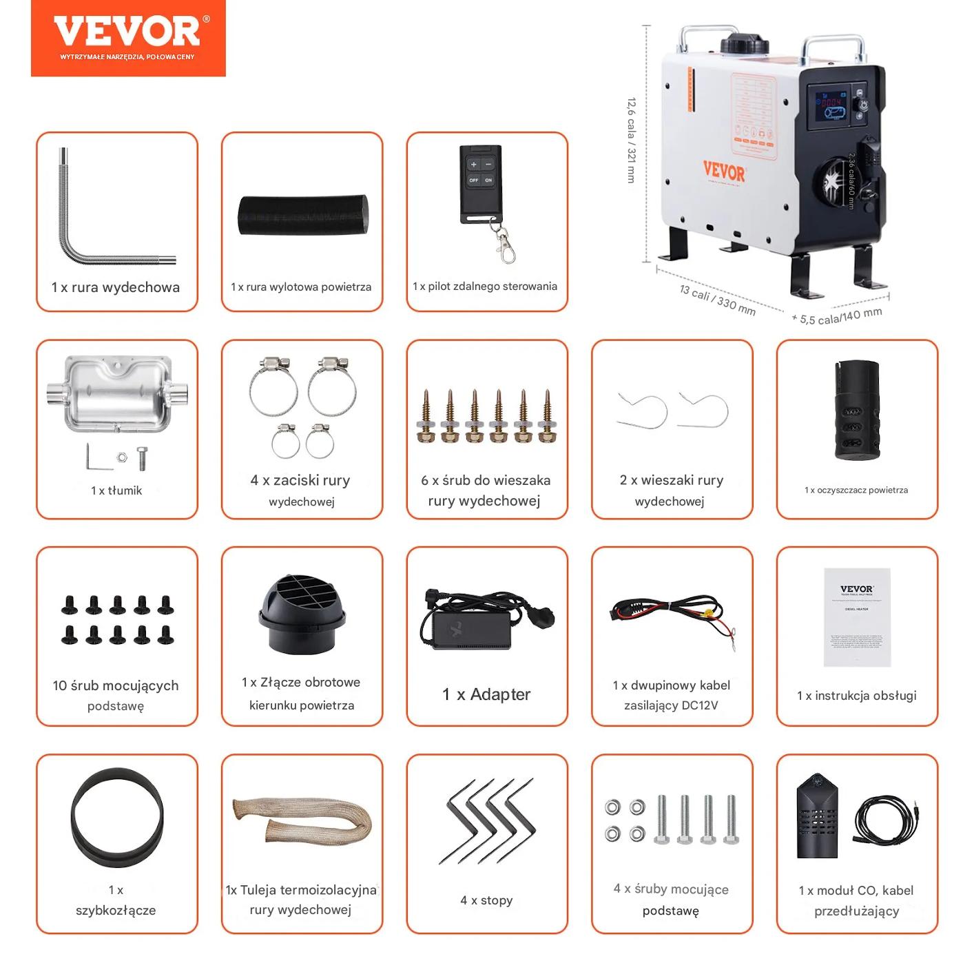 Ogrzewanie postojowe diesel 2kW 12/24V Bluetooth do auta kampera - obrazek 2