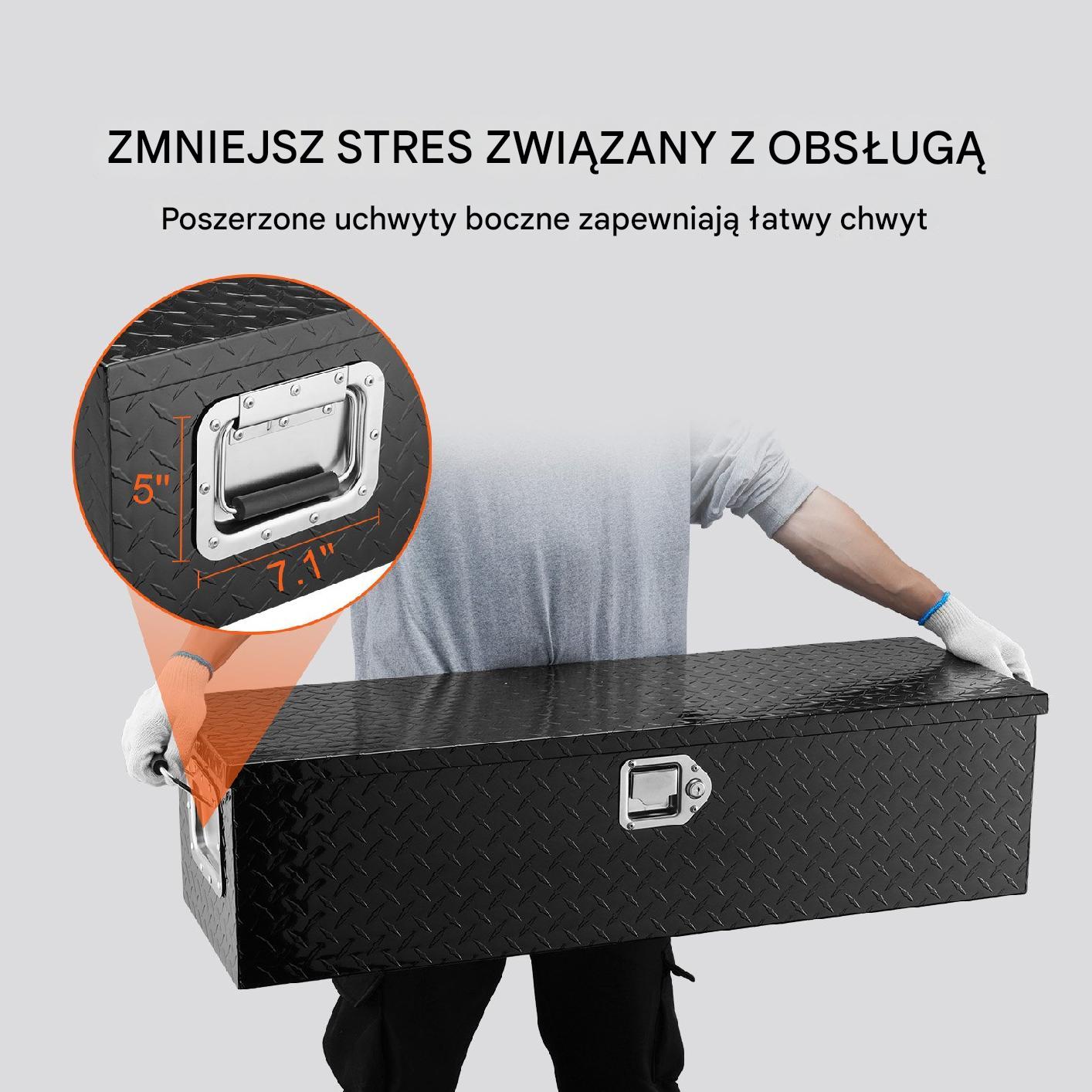 Aluminiowa skrzynia narzędziowa 99x33cm 83L wodoszczelna z blokadą 39kg - obrazek 5
