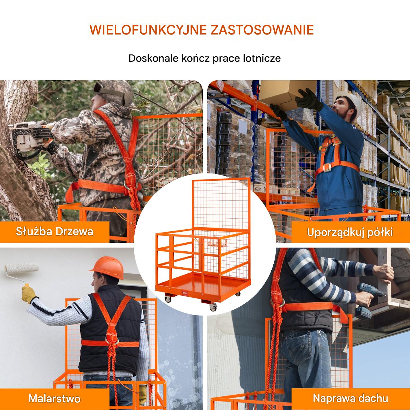 Klatka robocza do wózka widłowego 635kg platforma 109×114cm prace wysokości - obrazek 3