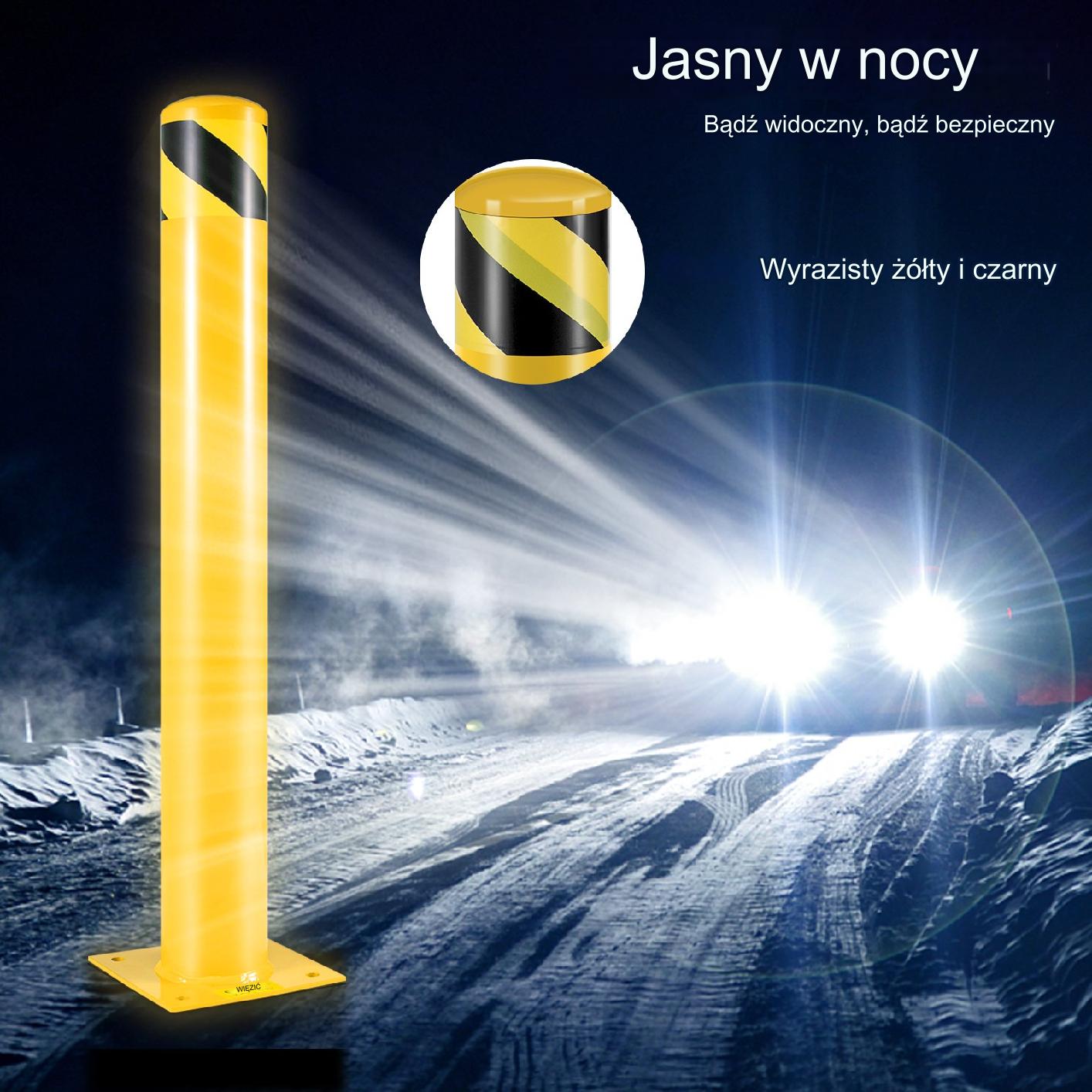 Słupek stalowy ochronny 91cm żółty z kotwami do stref ruchu - obrazek 5
