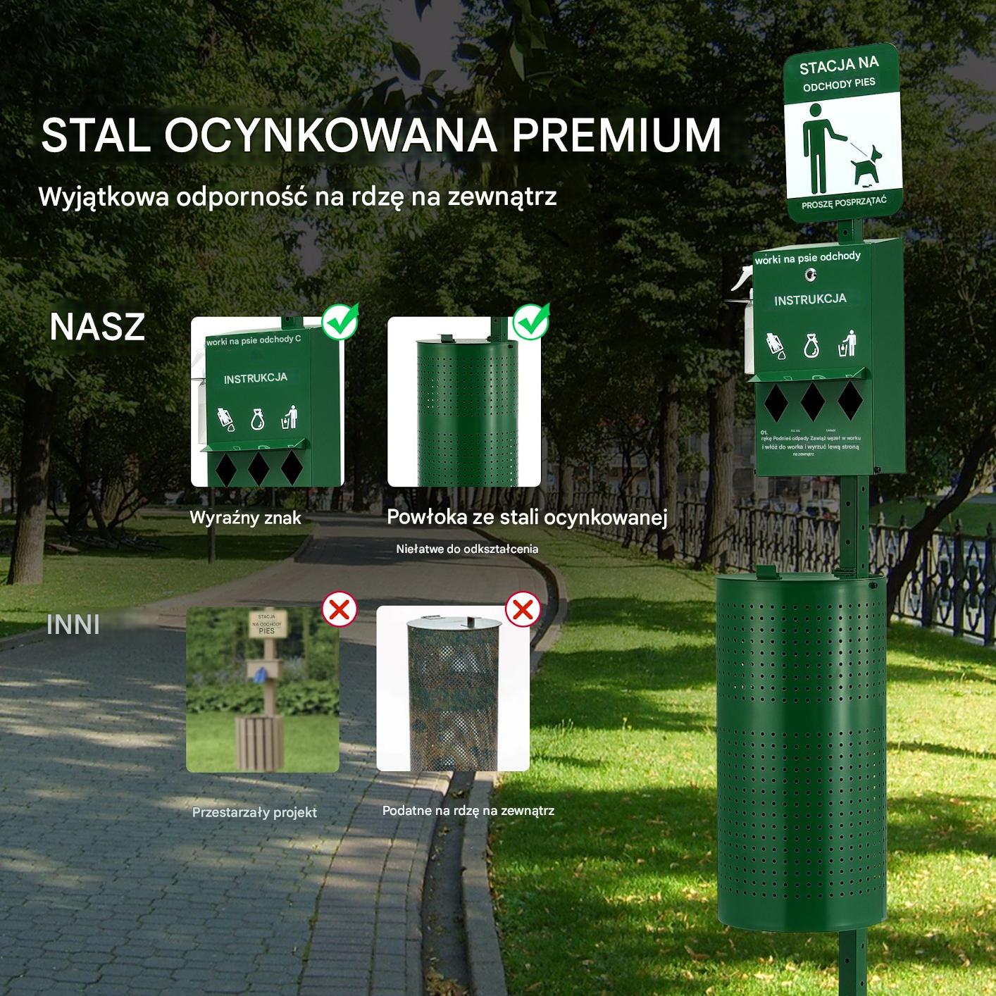 Kosz stacja na psie odchody parkowy osiedlowy Dystrybutor na psie odchody - obrazek 4