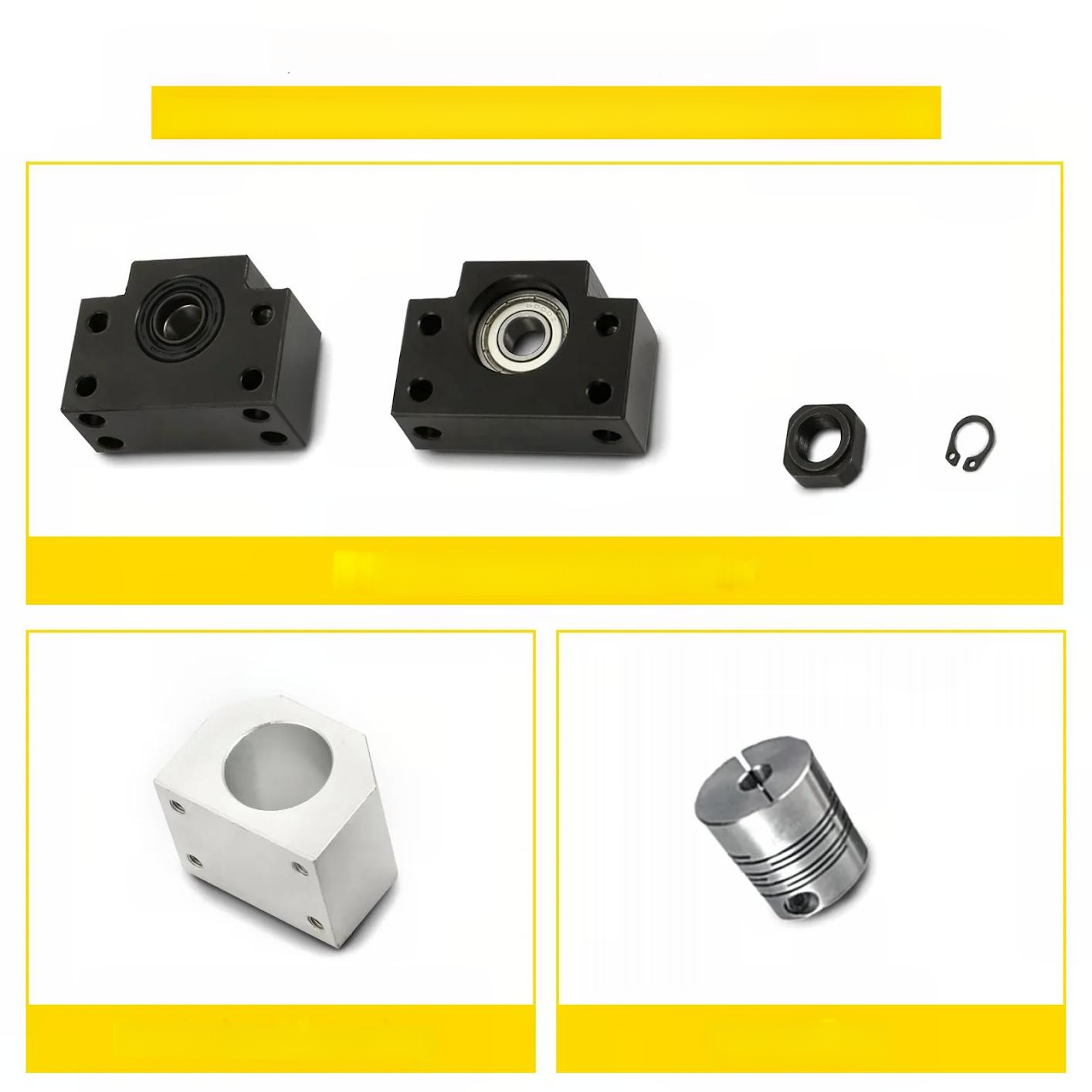 Śruba kulowa z nakrętką RM1605 1000mm z podporami BF12 BK12 i sprzęgłem CNC - obrazek 2
