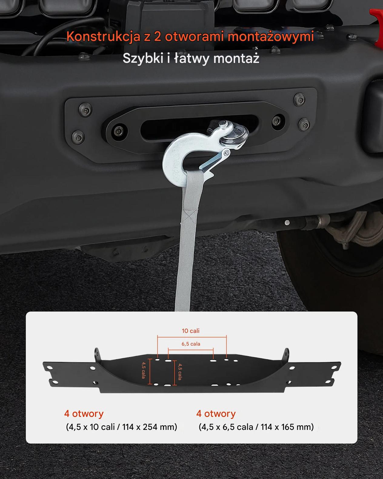 Uchwyt wyciągarki do haka 5443 kg stalowy do Jeep Wrangler JL JT - obrazek 6