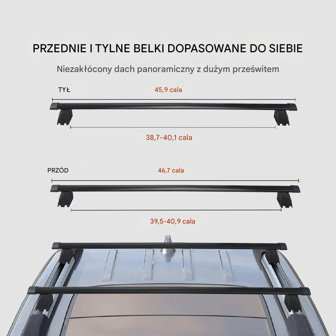 Bagażnik dachowy na relingi belki poprzeczki dachowe Jeep Grand 118 cm - obrazek 3