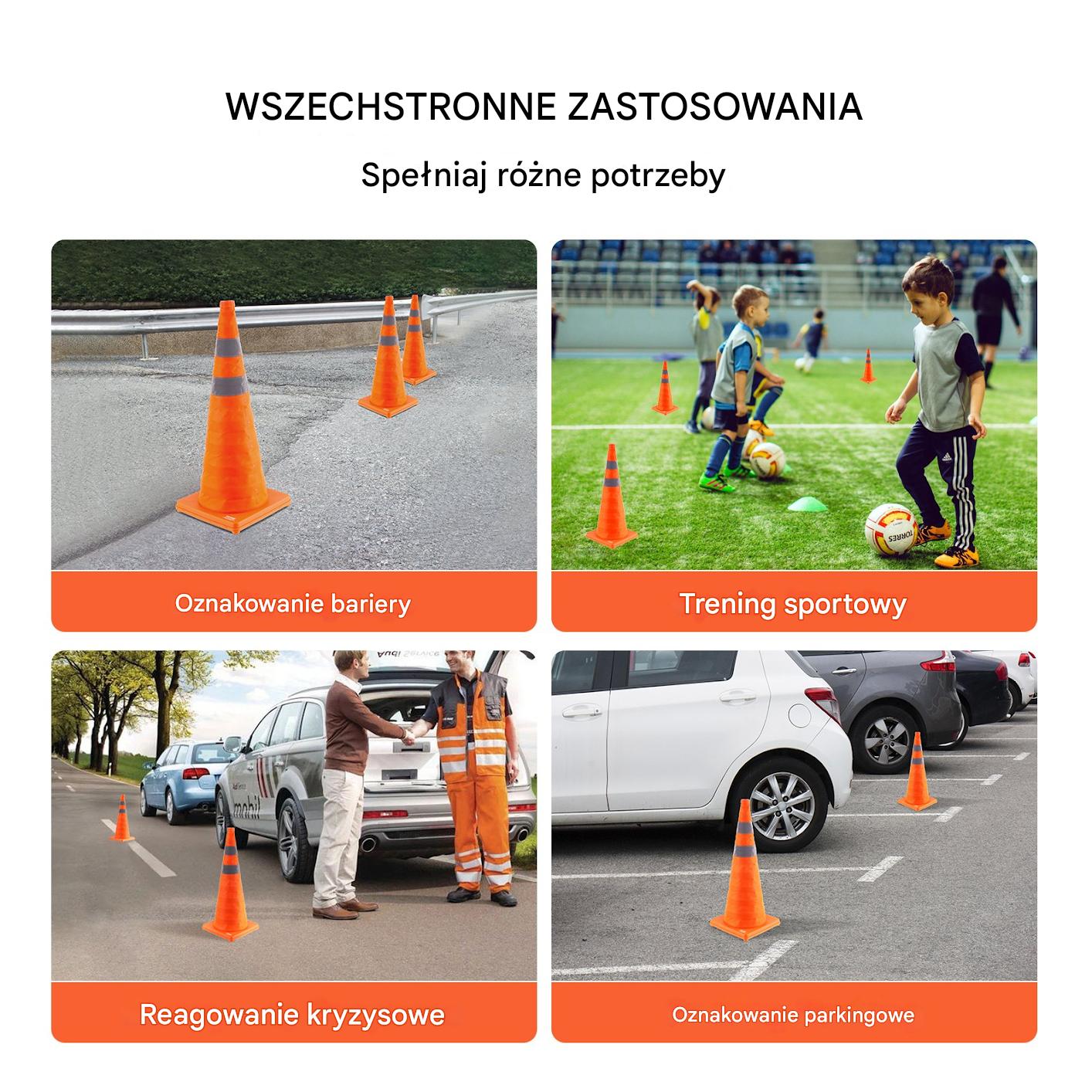 Pachołki drogowe 4szt 70cm składane odblaskowe do ruchu parkingu szkoleń - obrazek 6