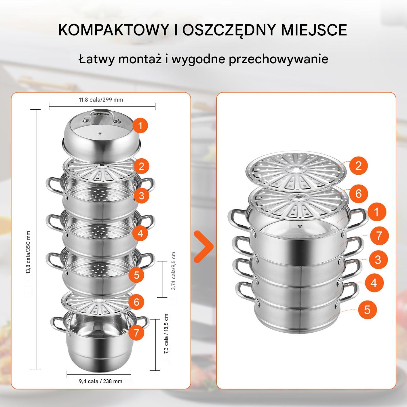 PAROWAR GARNEK do gotowania na parze gastronomiczny 5 poziomów 30 cm - obrazek 6