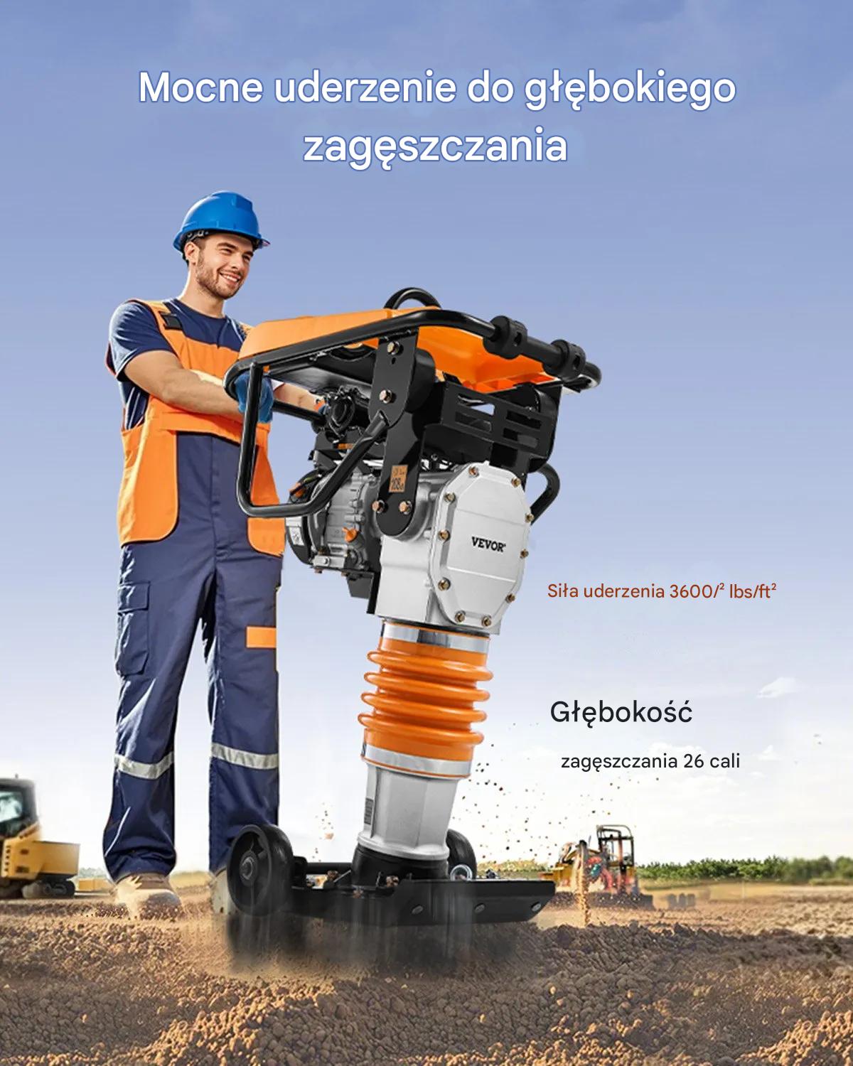 Wibrator zagęszczarka do betonu 6.5HP 1632kg mocny ubijak 66cm do gruntu - obrazek 3