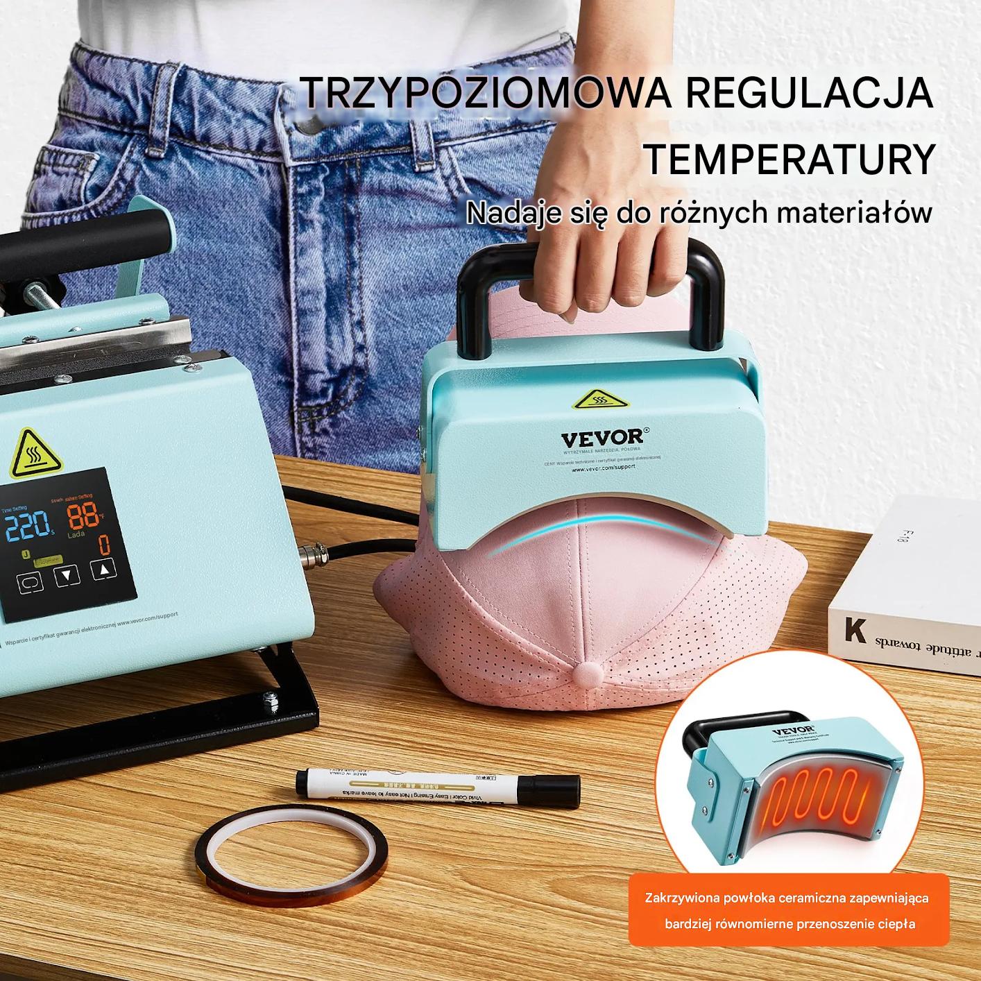 Prasa sublimacyjna do czapek i kubków 2w1 regulacja czasu i temperatury - obrazek 4