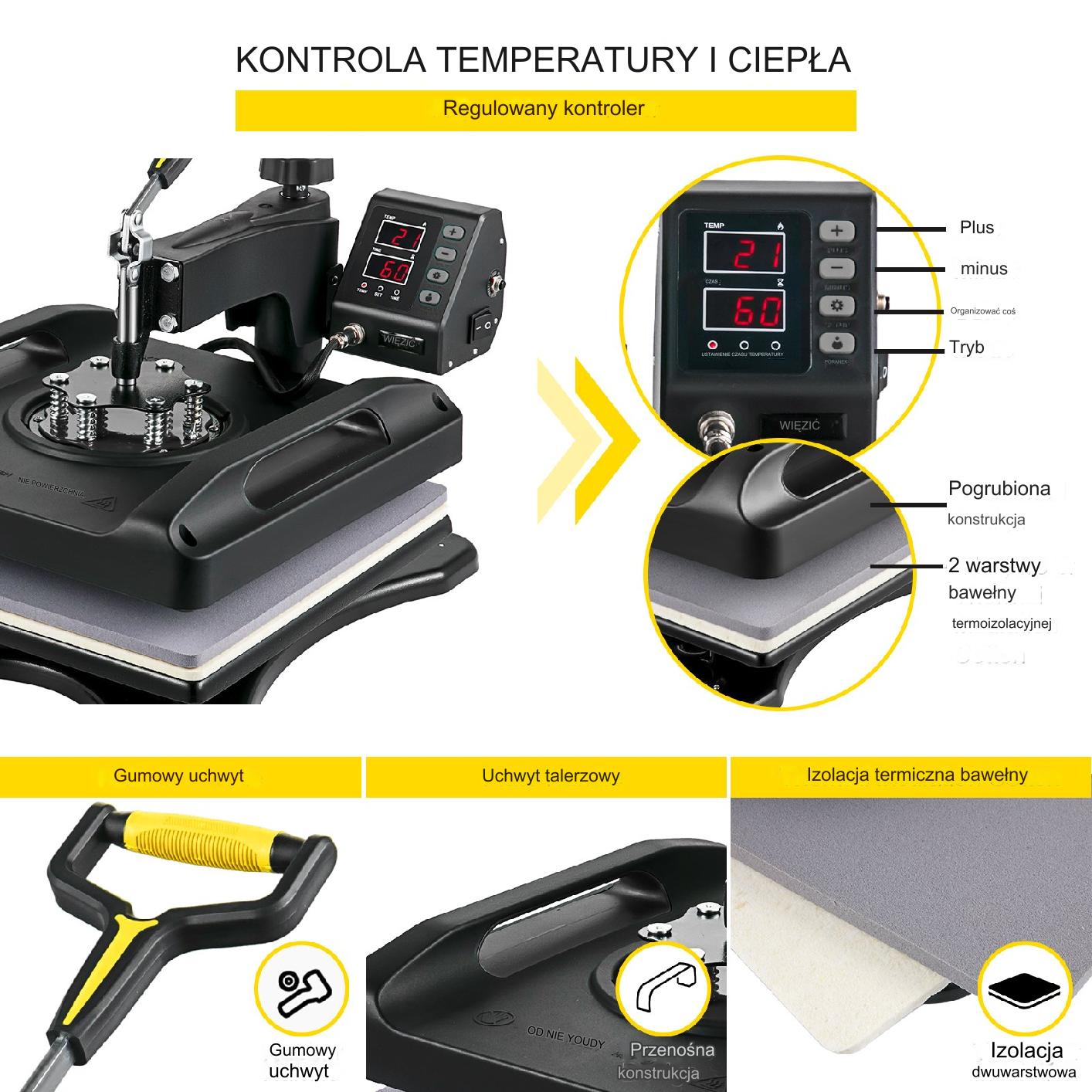 Prasa termiczna termotransferowa 5 w 1 38 x 38 cm - obrazek 2