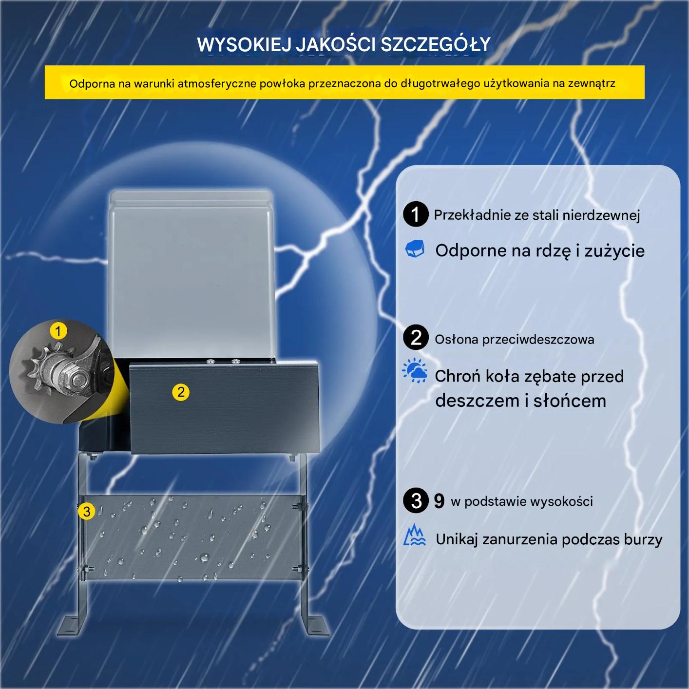 Napęd do bramy przesuwnej 600 kg, elektryczny silnik z pilotami ogród - obrazek 3