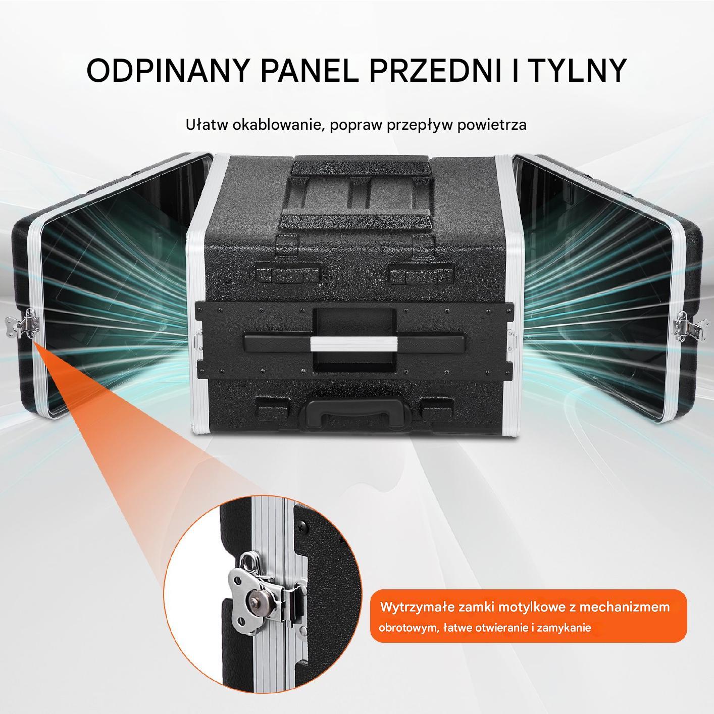 Szafa rack 5U głębokość 48 cm z zamkami i kółkami ABS wyjmowane panele - obrazek 5
