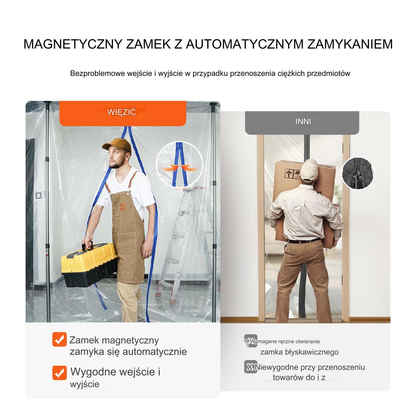 Bariera przeciwpylna 4 słupki teleskopowe, wys. do 3,65m, folia 10x4m - obrazek 4