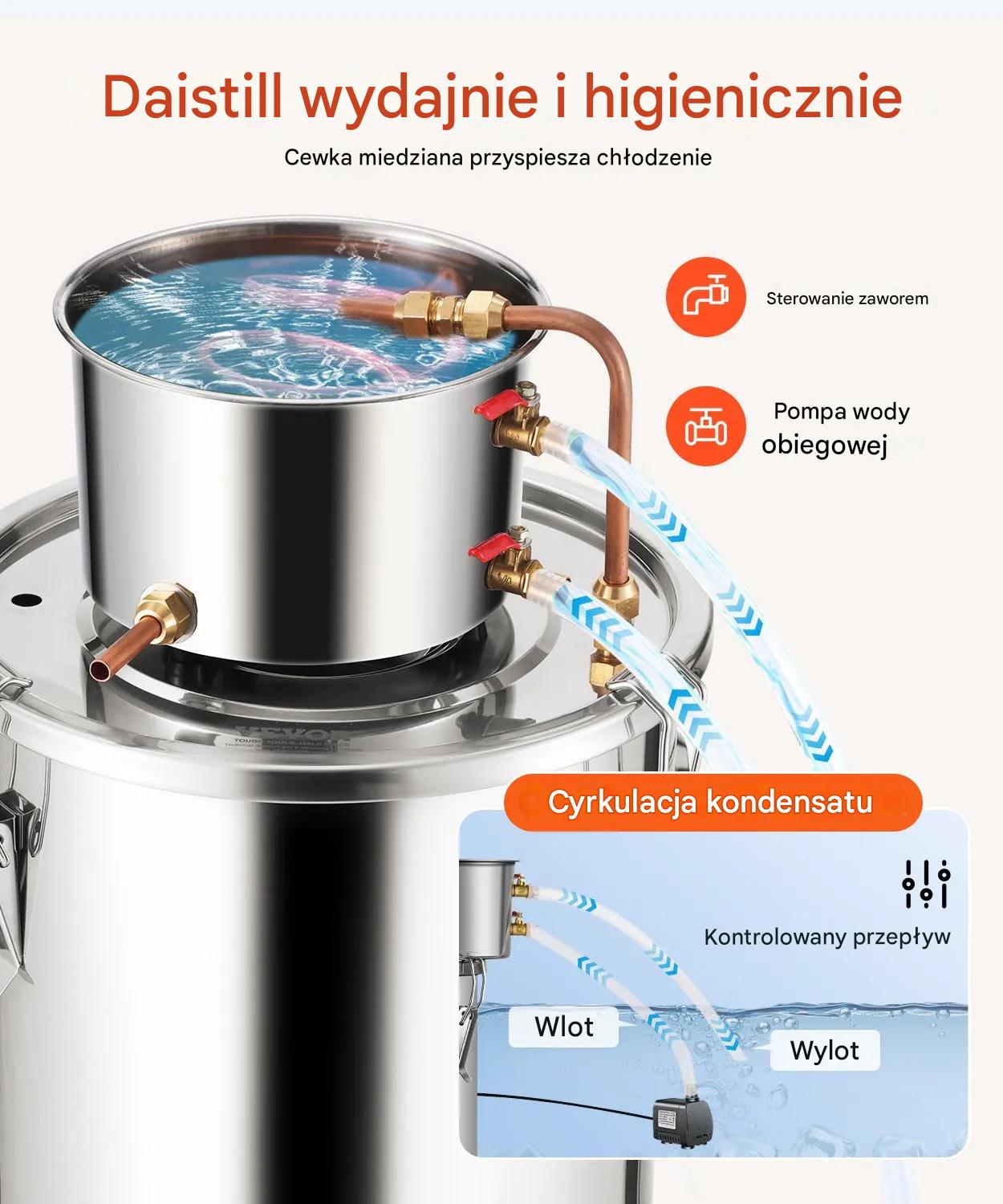 Destylator alkoholu 19L z pompą stal nierdzewna do whisky i wina - obrazek 6