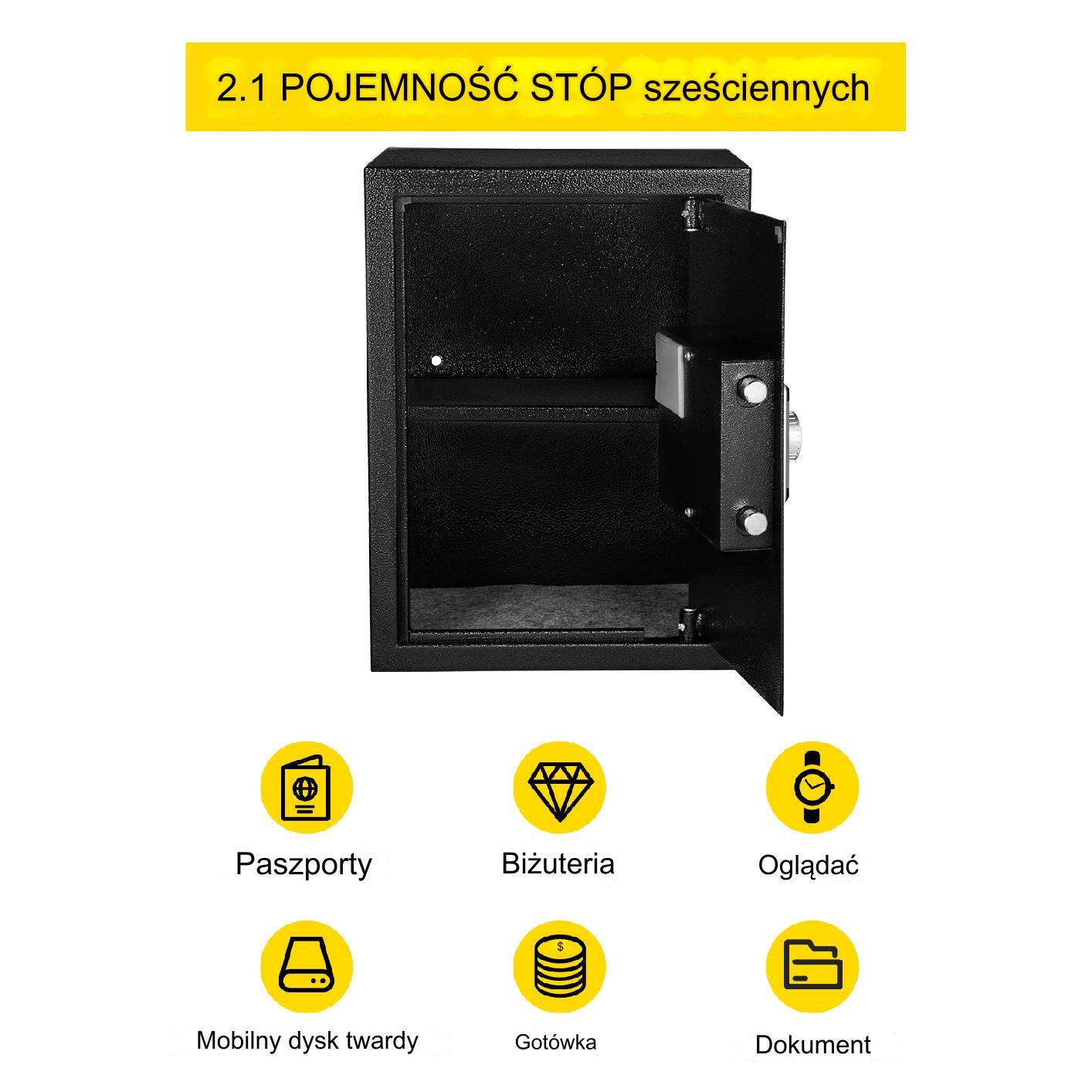 Sejf Domowy Skrytka Kasetka na Klucz Mocny Solidny 60 l - obrazek 4