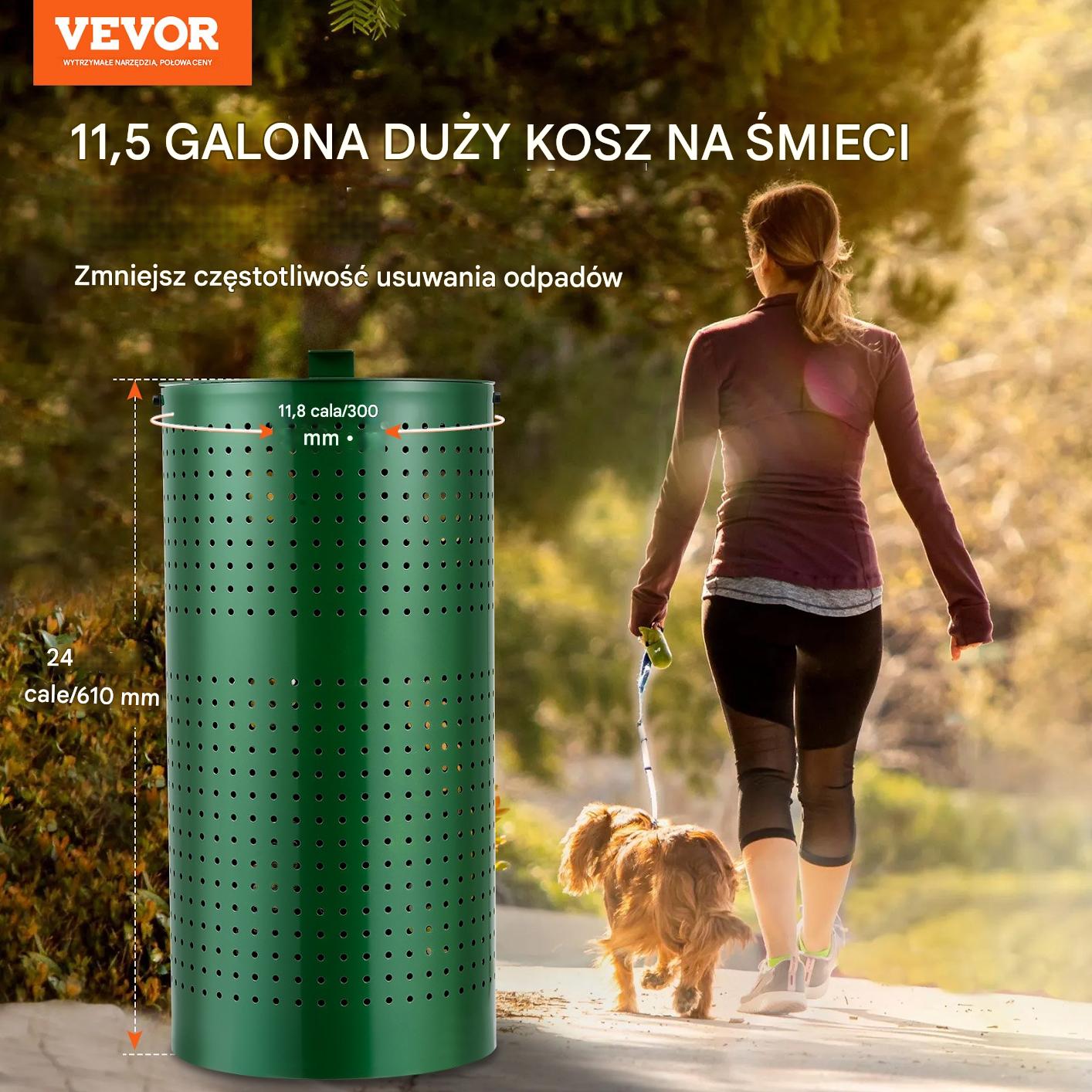 Kosz na Psie Odchody 43L z 650 workami i dozownikiem montaż w gruncie - obrazek 7