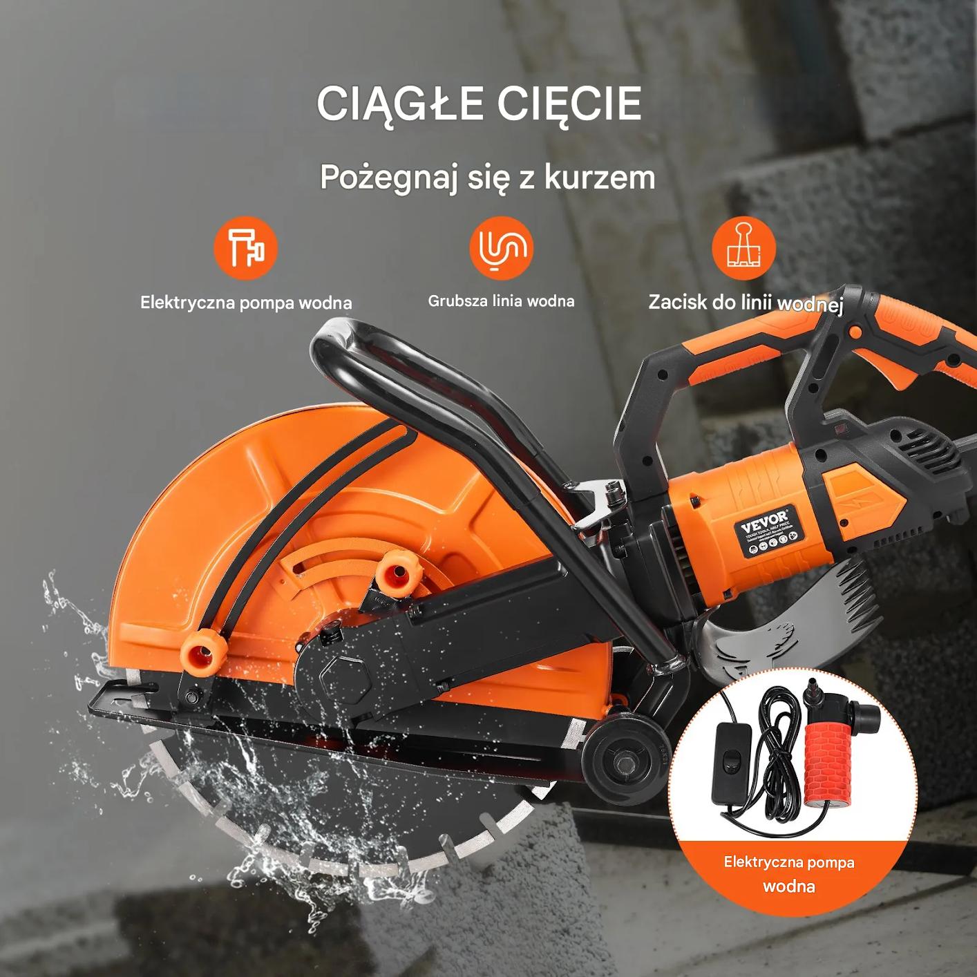 Piła do betonu 40 cm elektryczna wet/dry z pompą wody i tarczą - obrazek 4