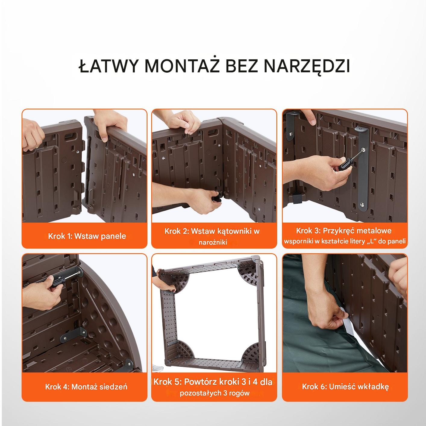 Piaskownica kwadratowa plastikowa zamykana z pokrywą 123x123 cm - obrazek 4