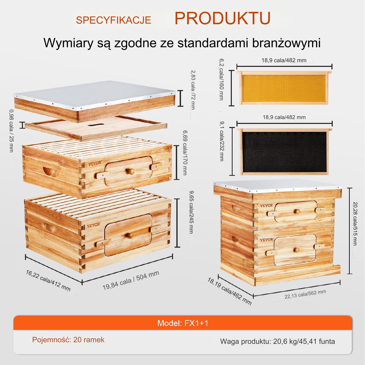 Ul Drewniany Głęboki + Średni 20 Ramek - obrazek 2