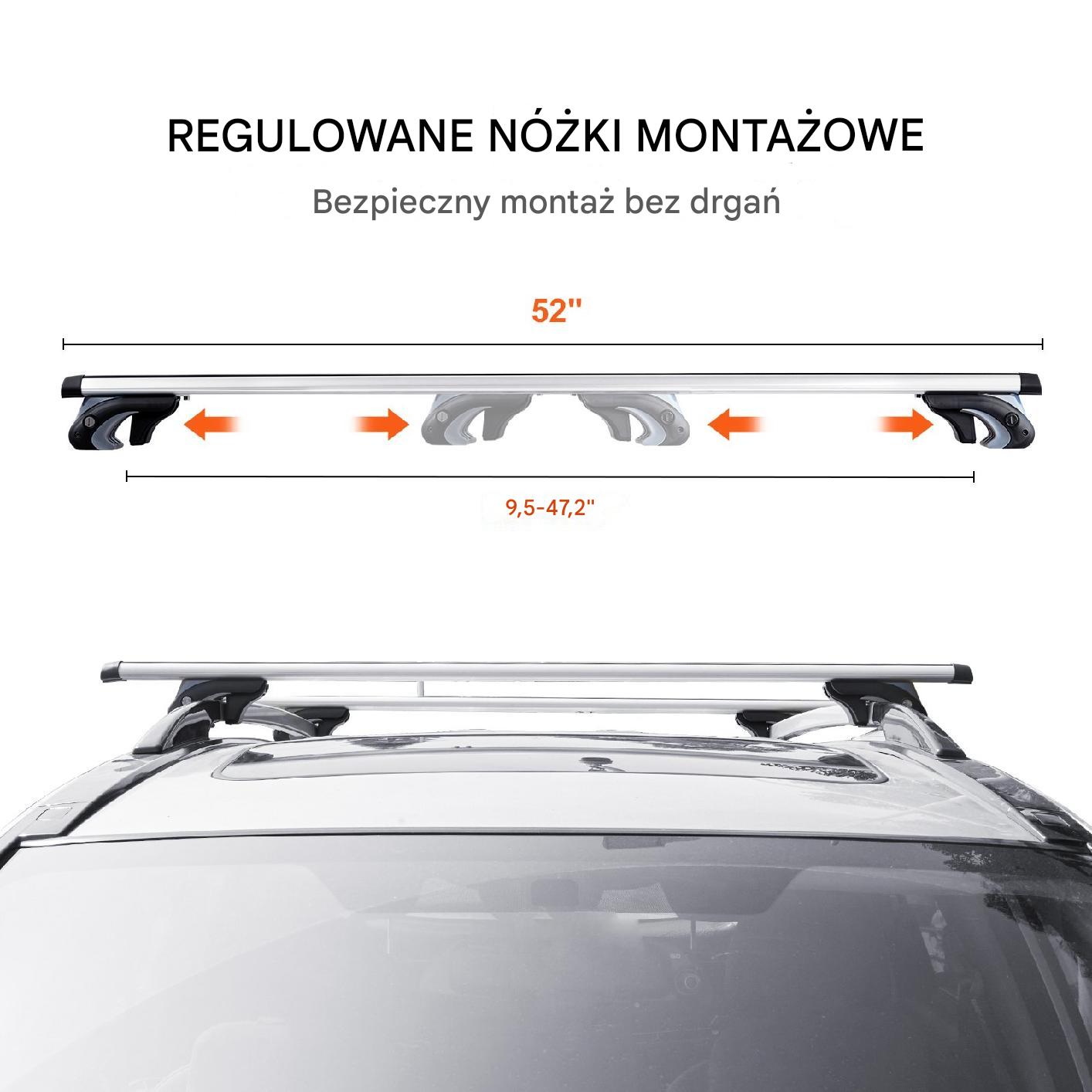 Bagażnik dachowy na relingi belki poprzeczki dachowe uniwersalny 132 cm - obrazek 3