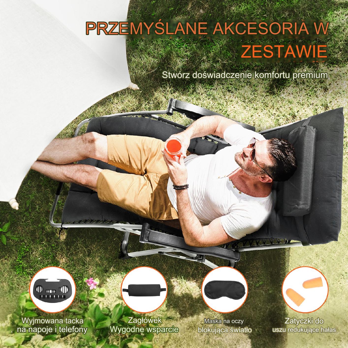 Leżak Wypoczynkowy Czarny - obrazek 5