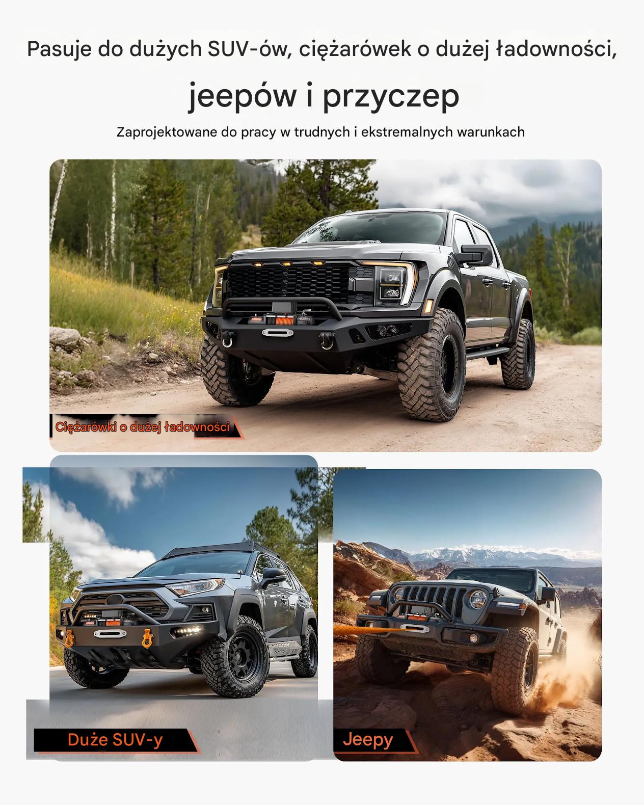 Wyciągarka elektryczna 6123kg lina syntetyczna pilot wodoodporny offroad - obrazek 7