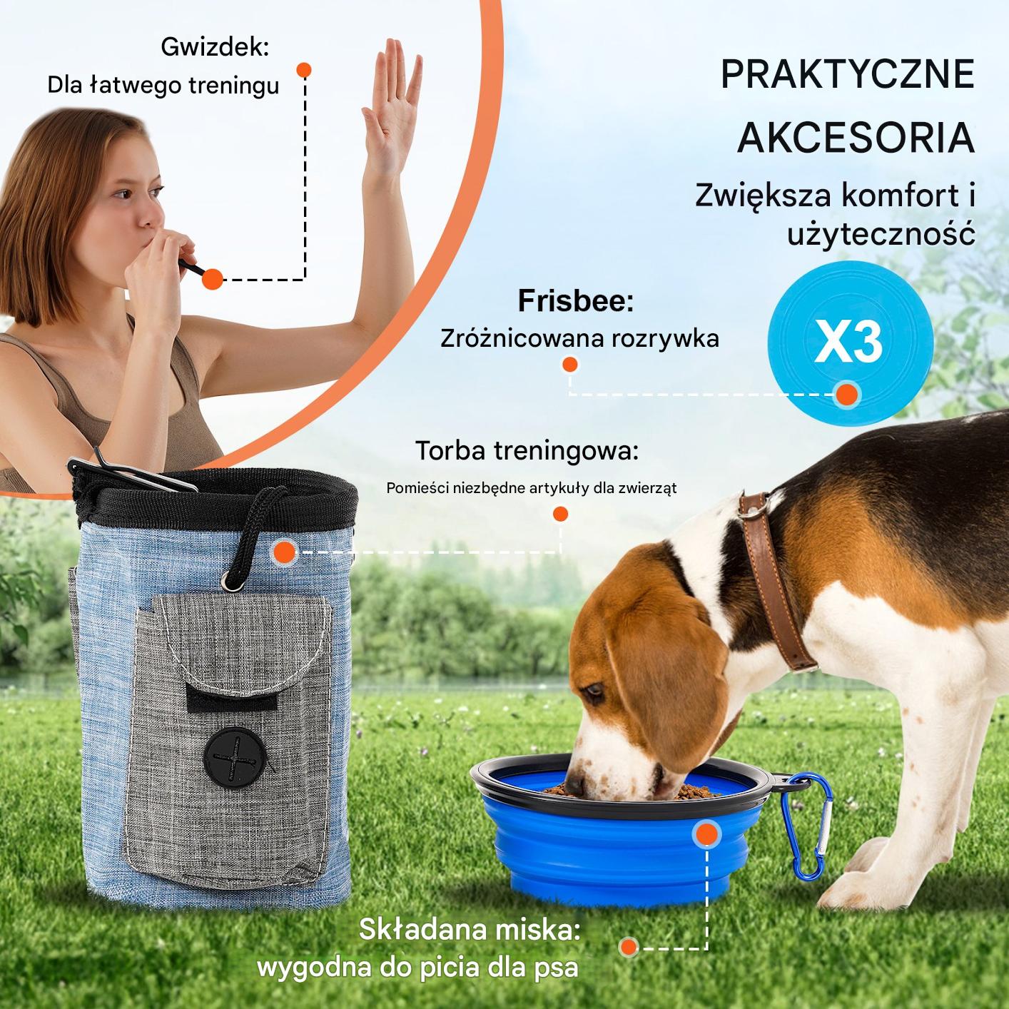 Sprzęt do treningu zwinności dla psa 7 elementów niebieski - płotki tunele - obrazek 5