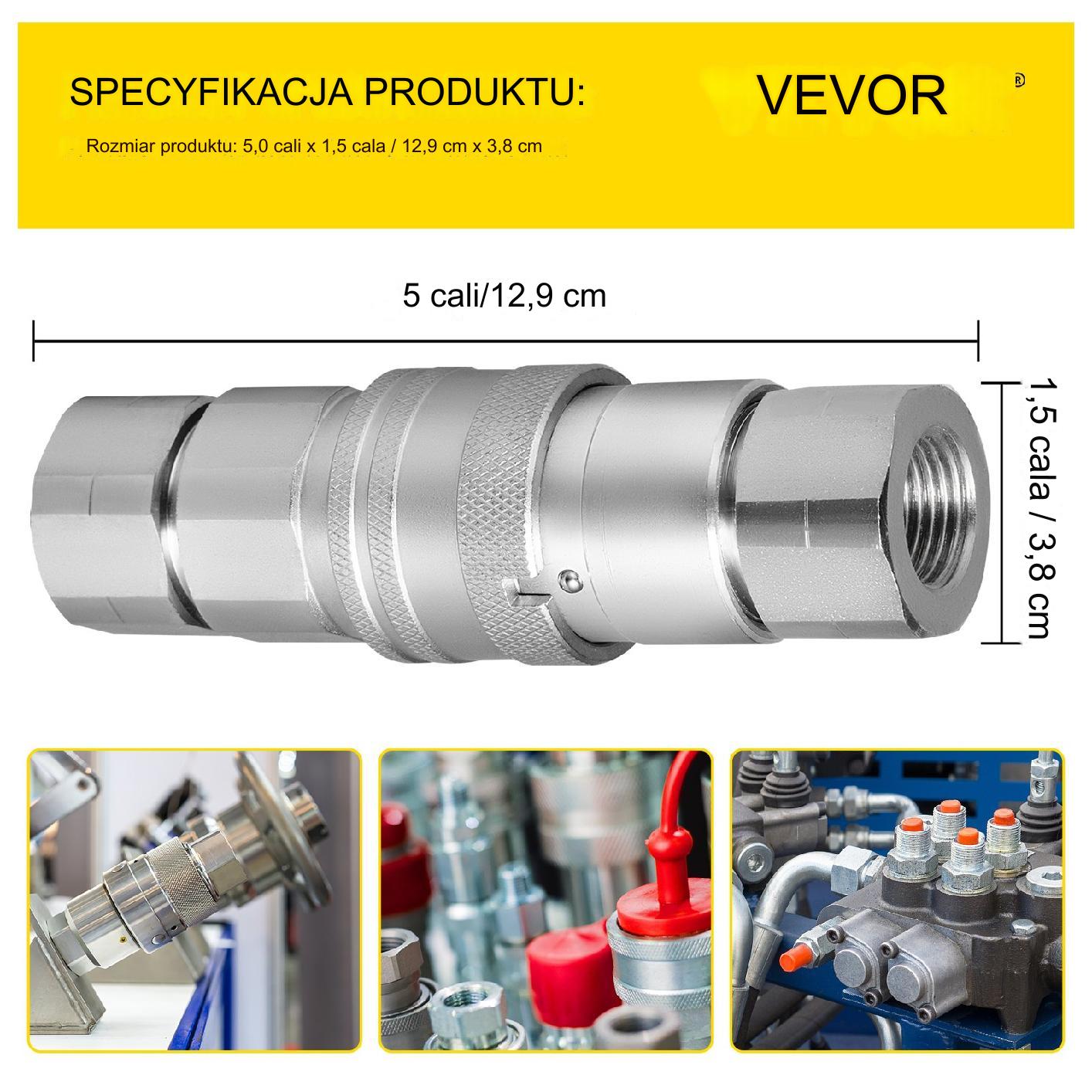 Szybkozłącze hydrauliczne zawór wtyczka - gniazdo 8 par 1/2" - obrazek 2
