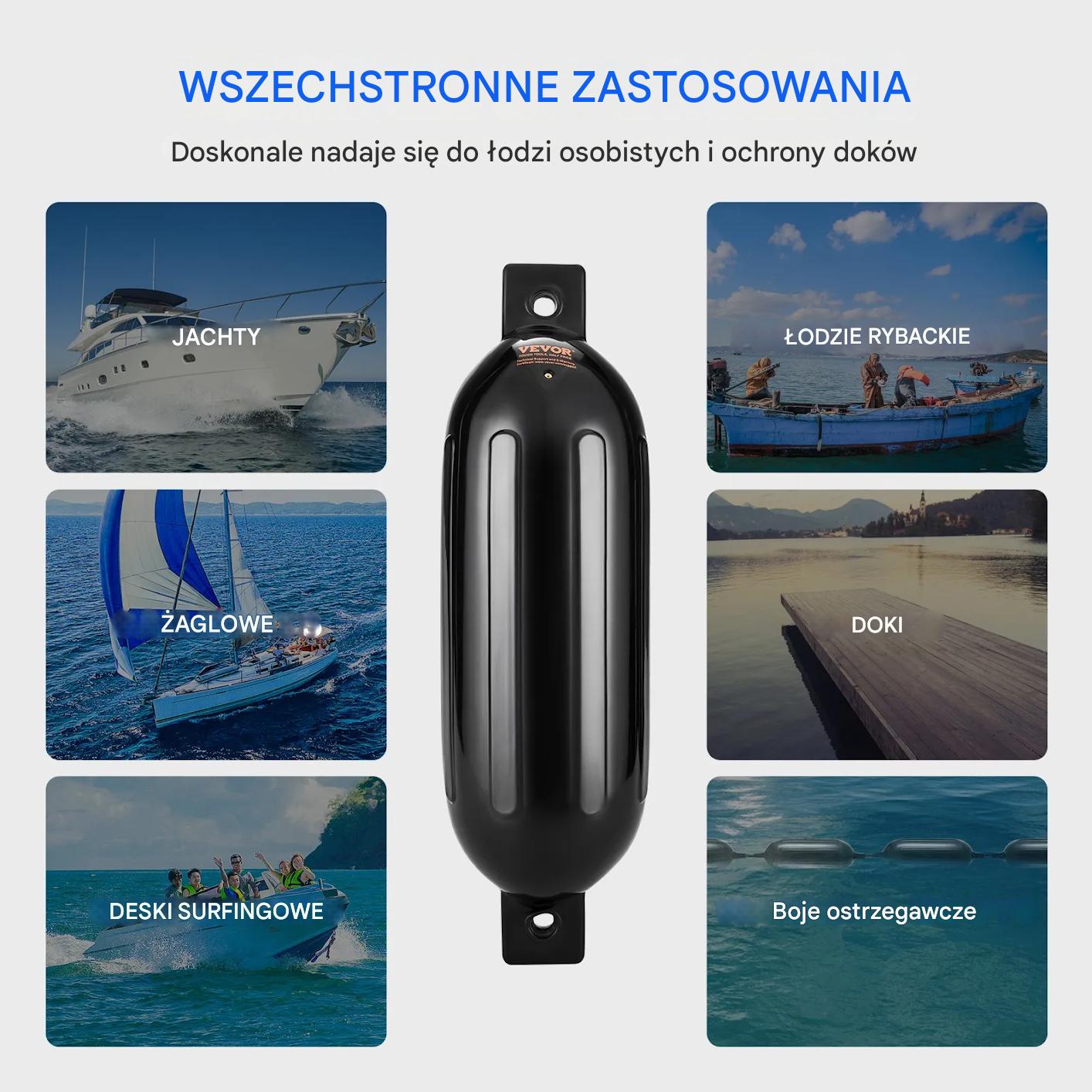 Bojki odbijacze do łodzi nadmuchiwane 16.5x58.4 cm gumowe osłony burty - obrazek 3