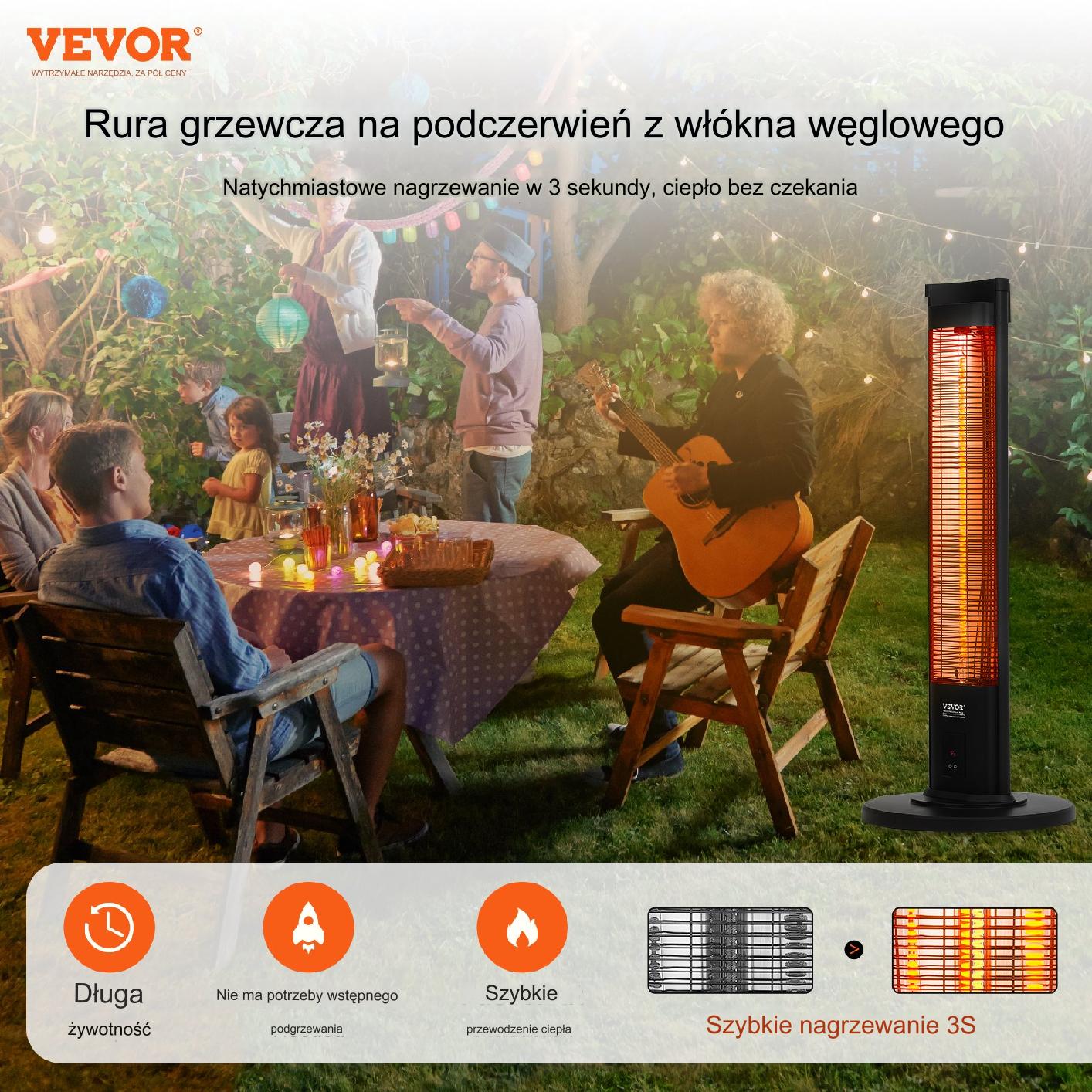 Promiennik podczerwieni 2000W pilot nagrzewnica elektryczna 3 tryby timer - obrazek 7