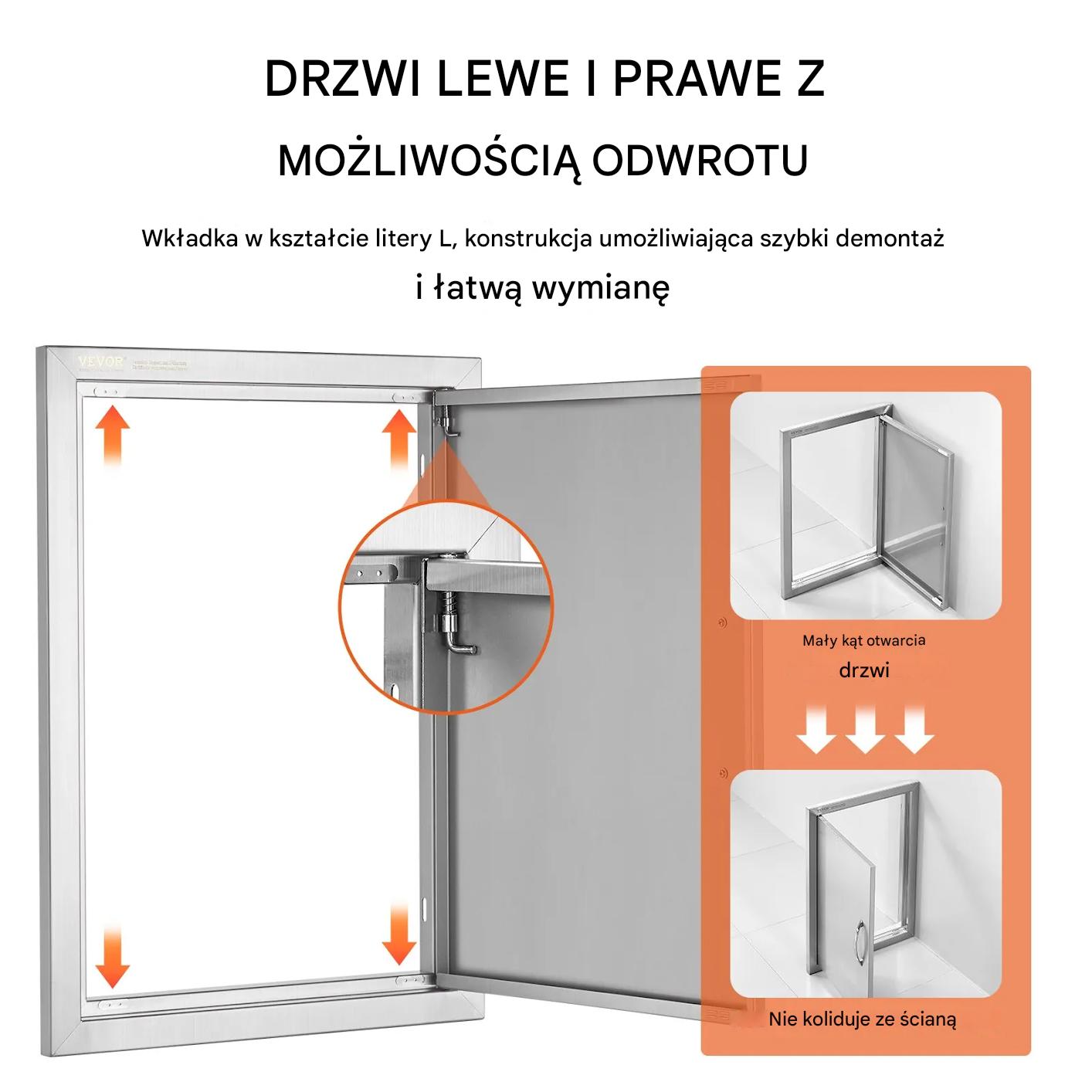 Drzwiczki do grilla BBQ stal nierdzewna 432x610 mm wpuszczane outdoor - obrazek 4