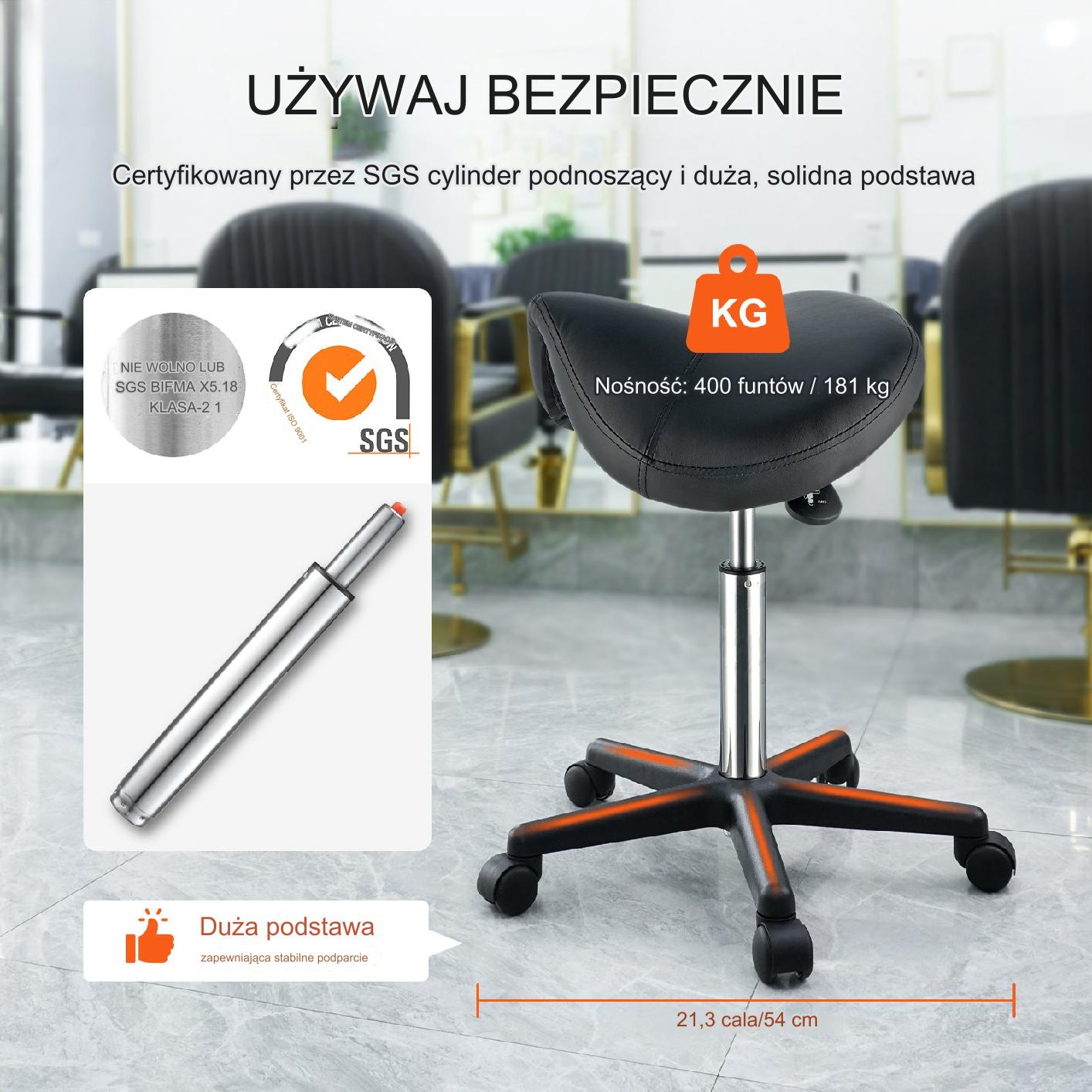 HOKER SIODŁOWY KOSMETYCZNY REGULOWANY STOŁEK KÓŁKA - obrazek 4