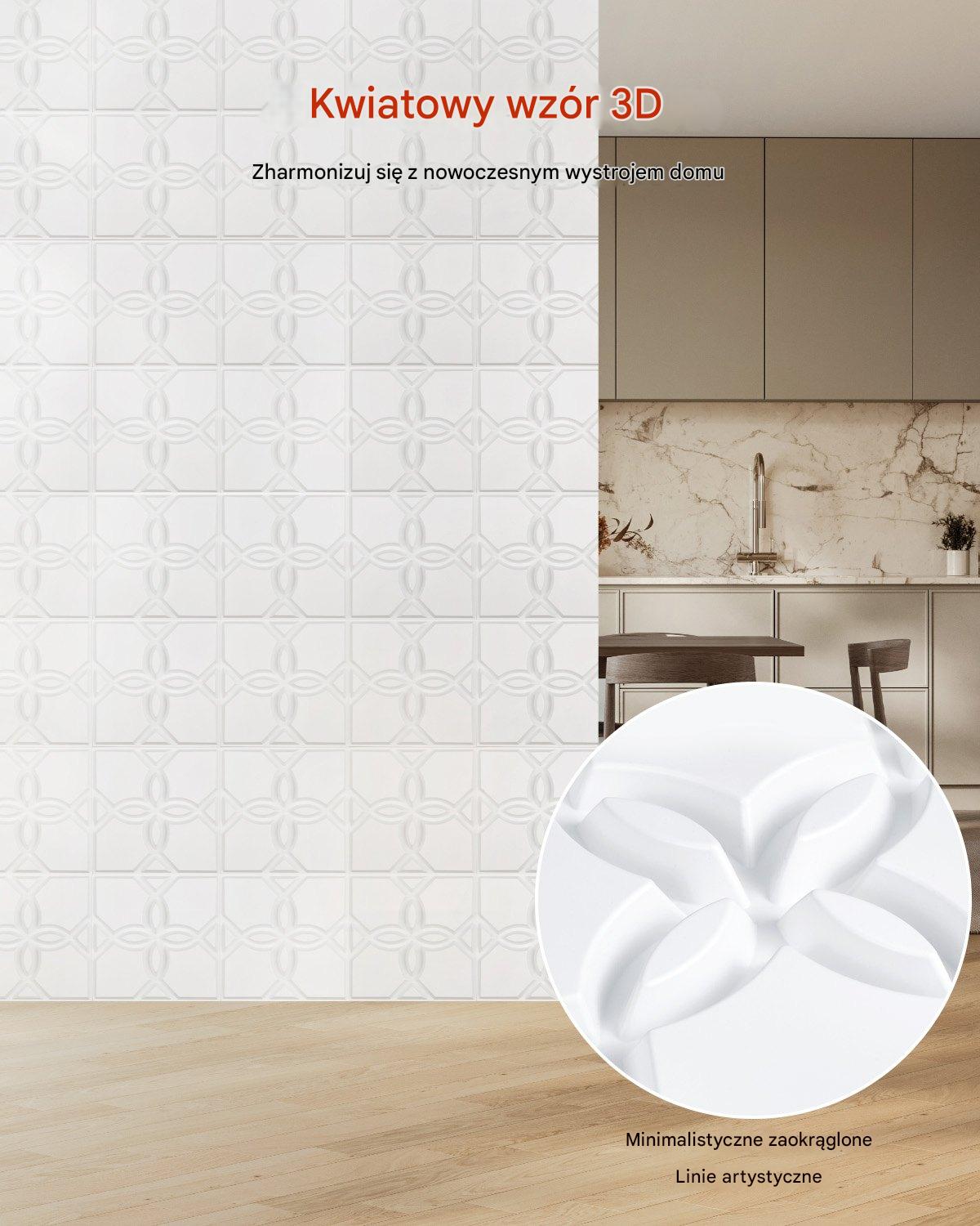 Panele Ścienne 3D - Białe Kwiaty 2.97 m² - obrazek 3