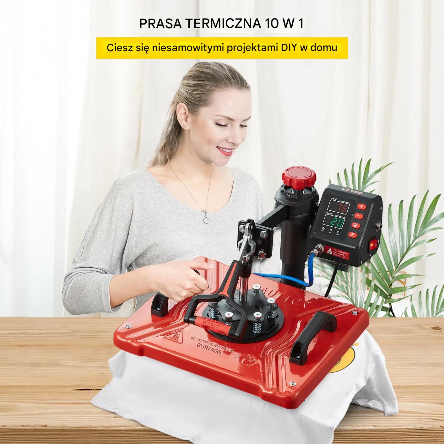 Prasa termiczna 10w1 30x38cm 1000W do sublimacji kubków i koszulek - obrazek 2
