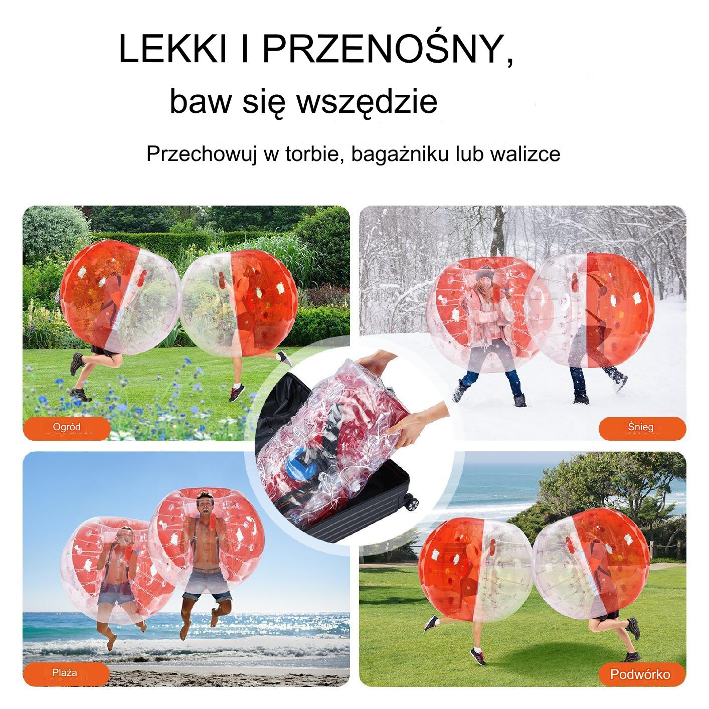Kula bumper ball zorbing bąbelkowa ogrodowa 1.5 m czerwona premium - obrazek 5