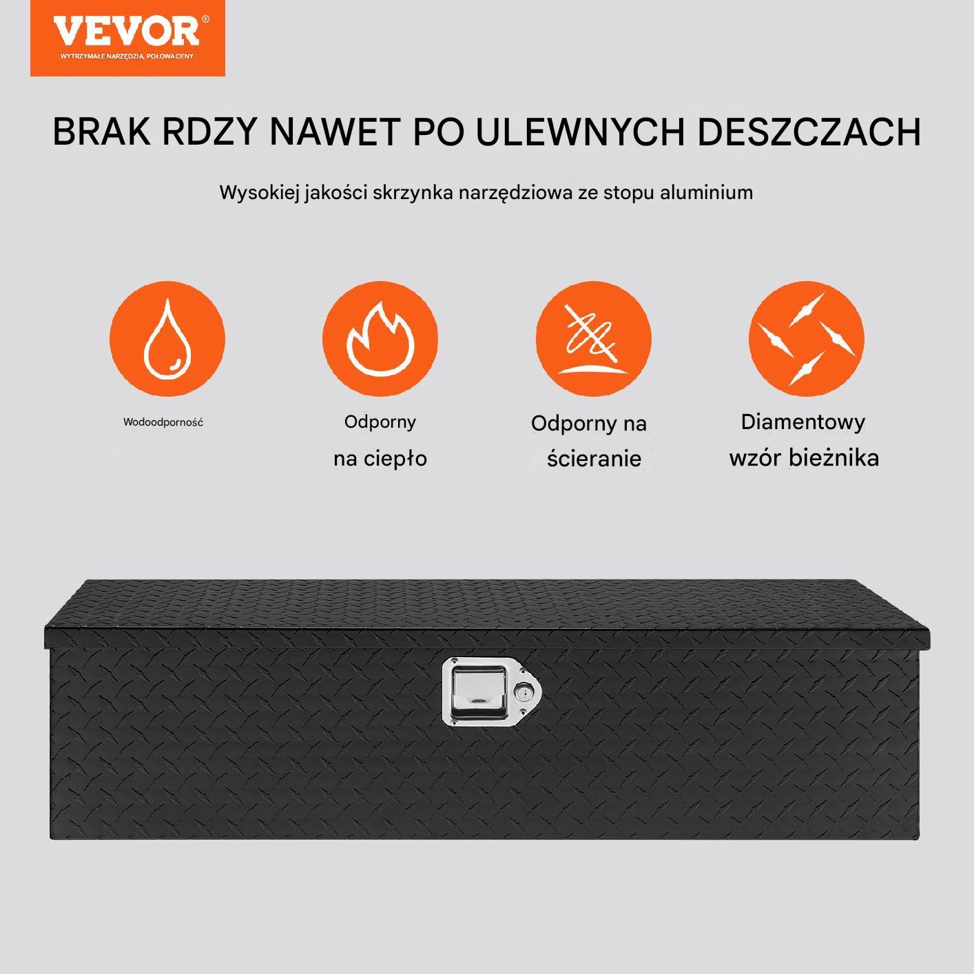 Aluminiowa skrzynia narzędziowa 99x33cm 83L wodoszczelna z blokadą 39kg - obrazek 7