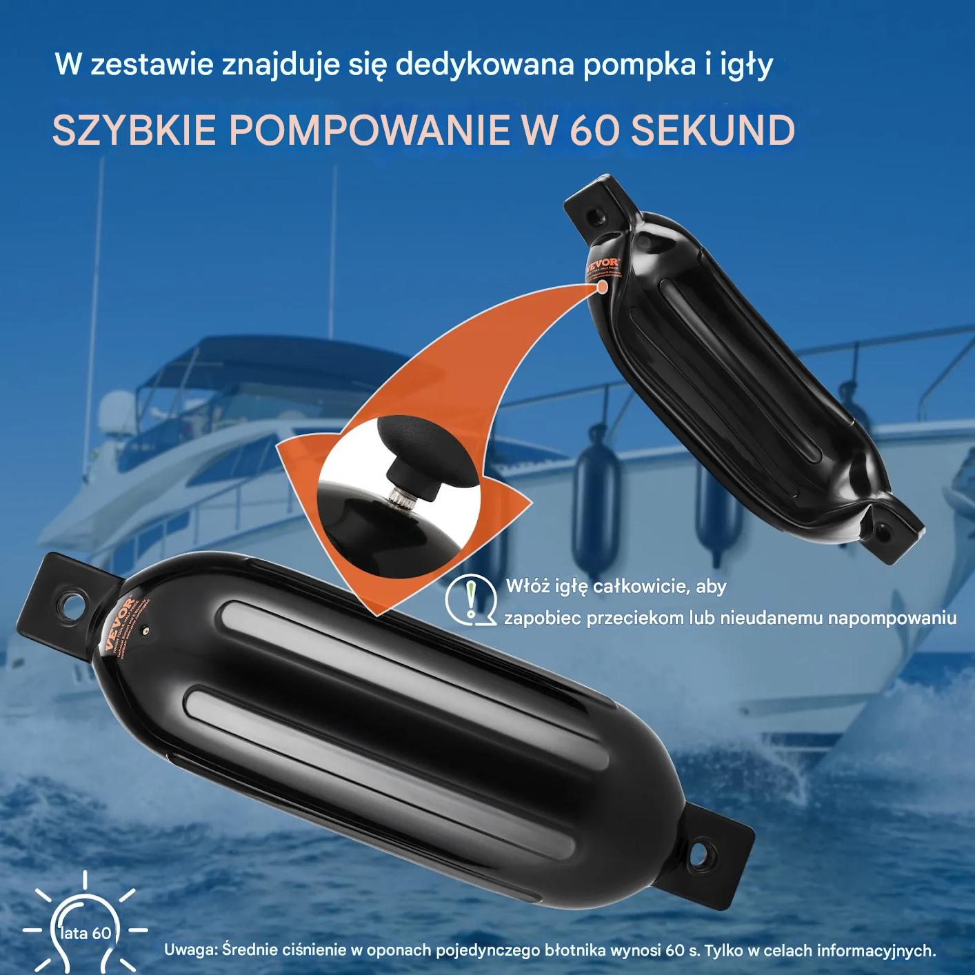 Bojki odbijacze do łodzi nadmuchiwane 16.5x58.4 cm gumowe osłony burty - obrazek 6