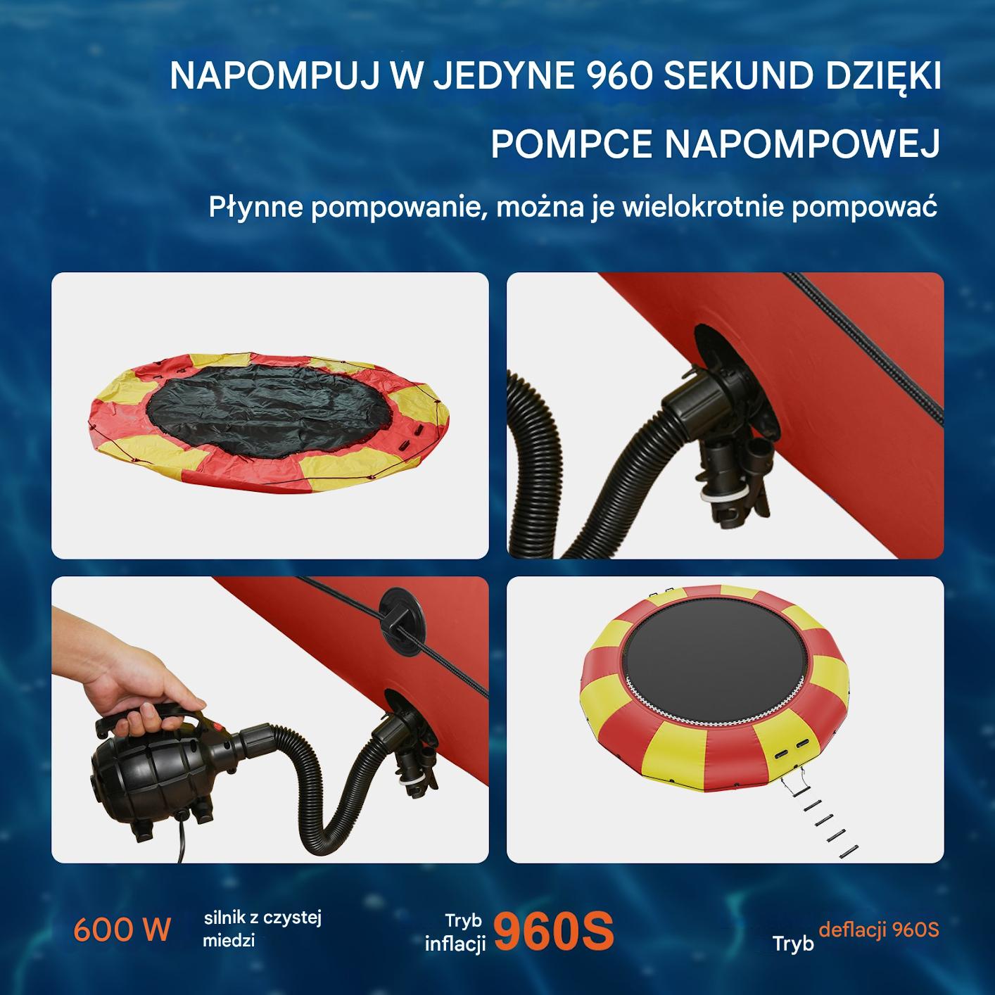 Dmuchana trampolina wodna + pompka elektryczna 537 cm - obrazek 6