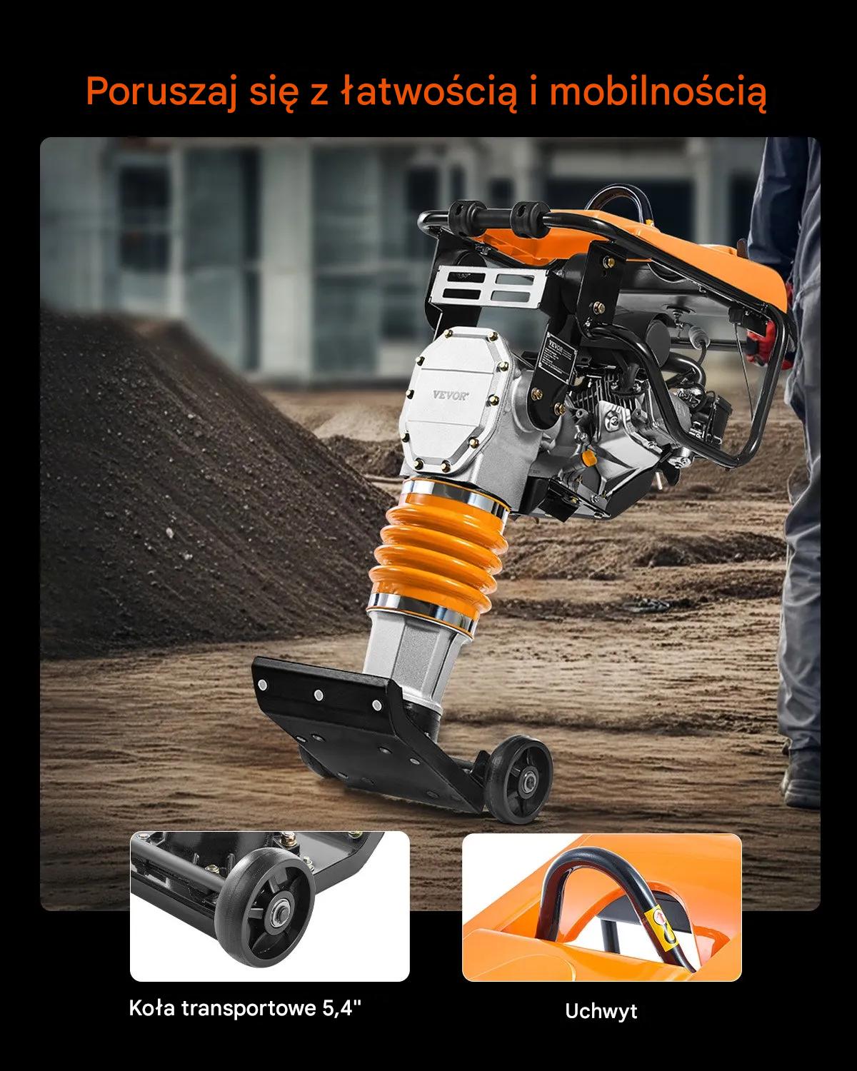 Wibrator zagęszczarka do betonu 6.5HP 1632kg mocny ubijak 66cm do gruntu - obrazek 6