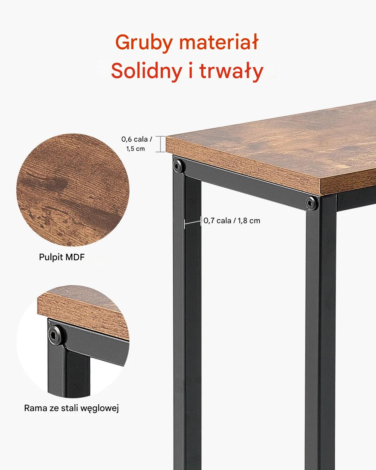 Konsola wąska 180 cm z gniazdkami metalowa półka do salonu i przedpokoju - obrazek 6