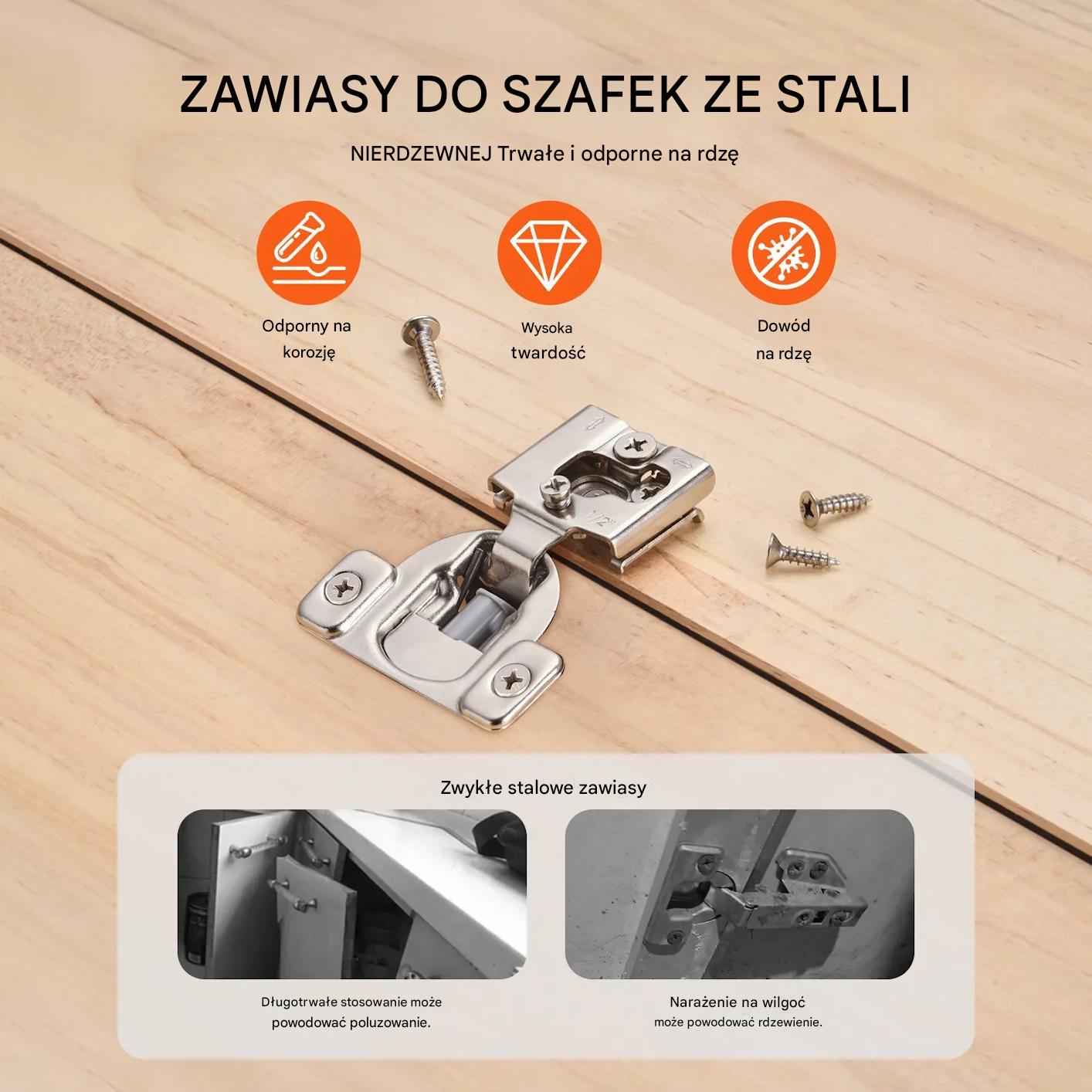 Zawiasy meblowe 40 szt. soft close do ramowych szafek częściowo nakładane - obrazek 3