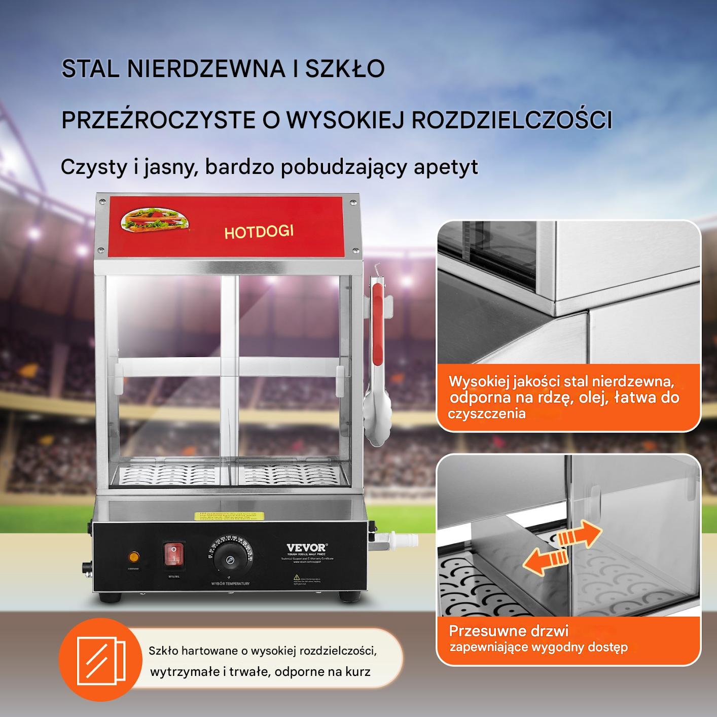 Podgrzewacz witryna grzewcza do Hot Dogów parówek bułek 27 L - obrazek 6