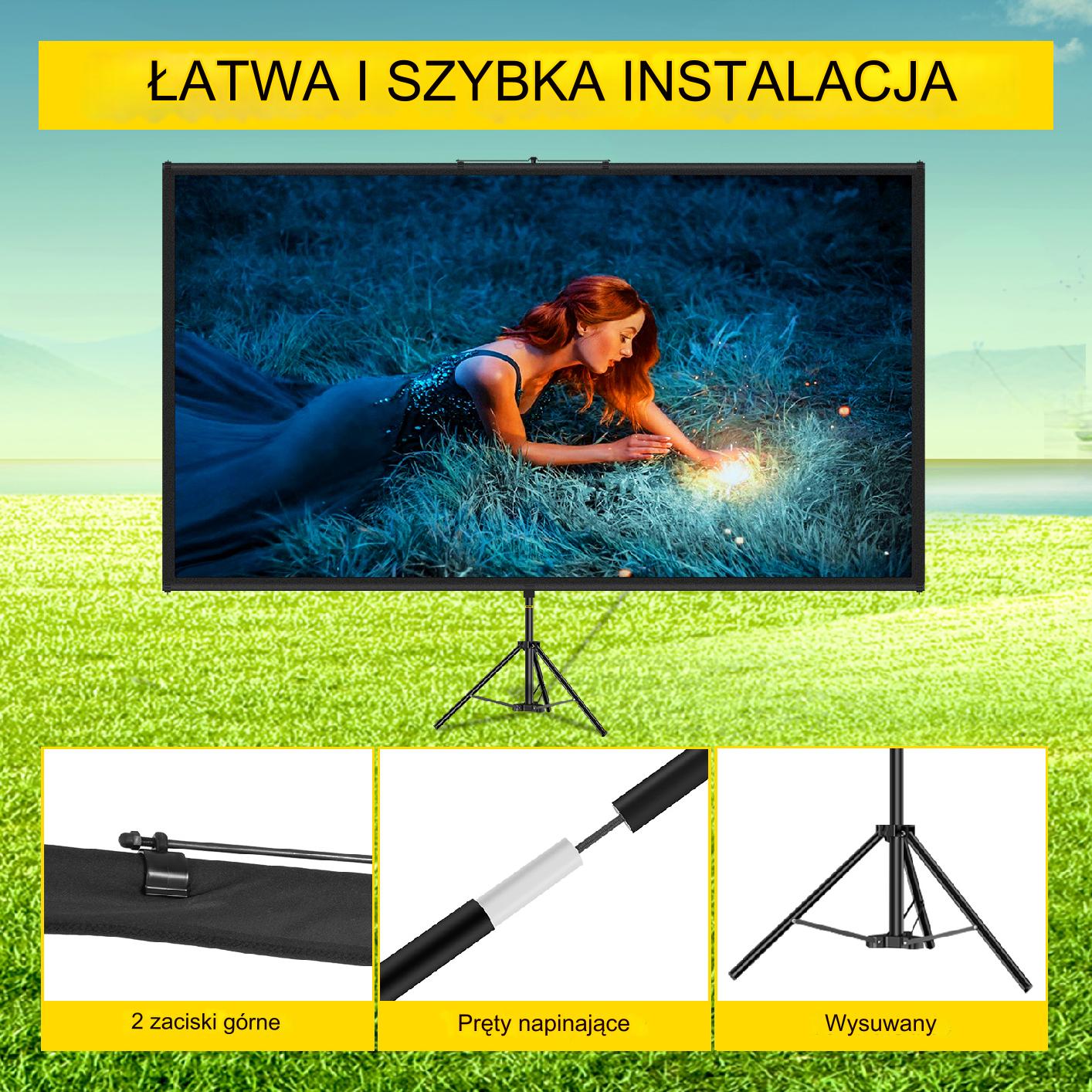 Ekran projekcyjny na statywie do projektora 16:9 4K-HD 60 cali - obrazek 5